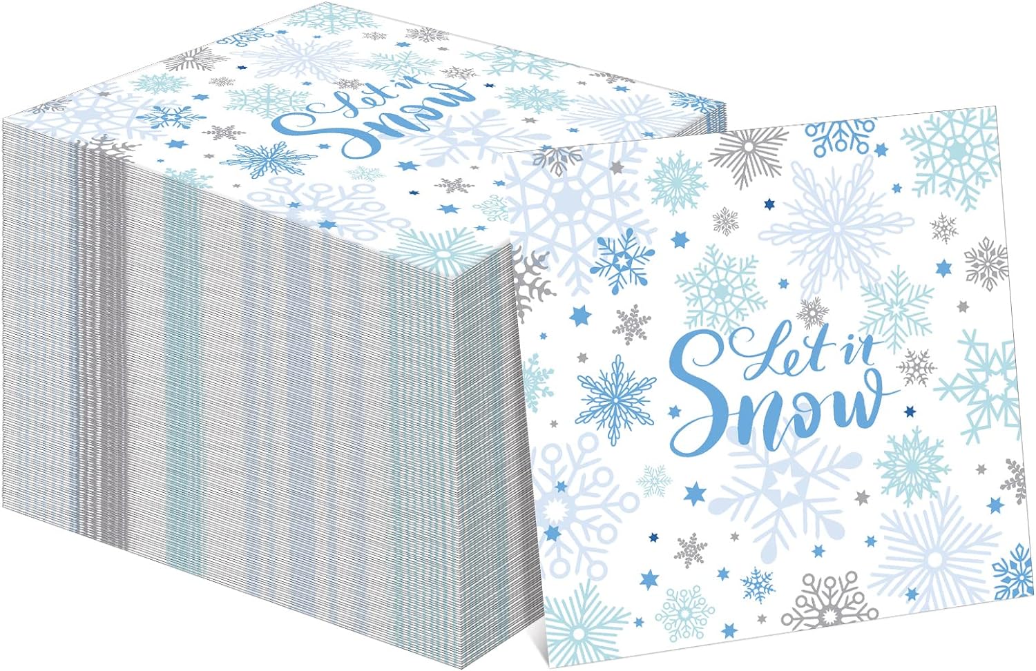 100 Pcs Winter Paper Napkins 6.5 x 6.5 Inch Snowflake Cocktail Napkins Christmas Napkins Party Beverage Napkins 2 Ply Disposable Napkins for Christmas New Year Winter Holiday Dinner Party Supplies