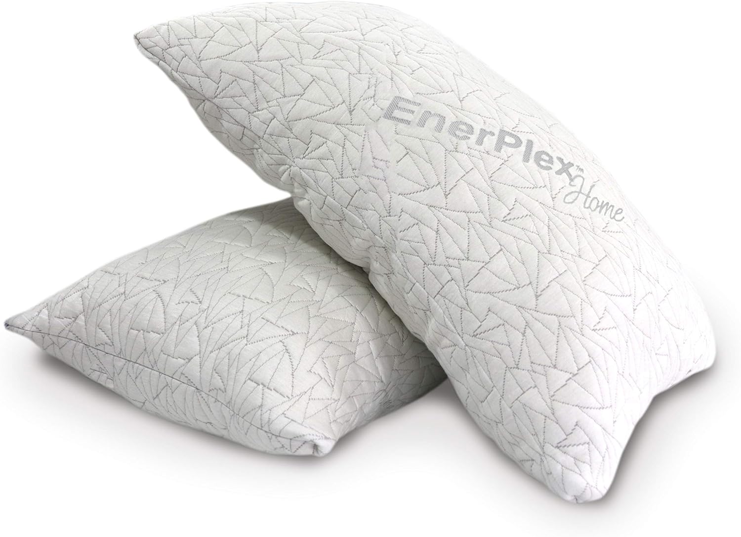 EnerPlex Memory Foam Pillows - Pack of 2 Adjustable, CertiPUR-US Certified Queen Size Pillows for Sleeping w/Extra Foam & Removable Cover - Machine Washable Firm Pillow