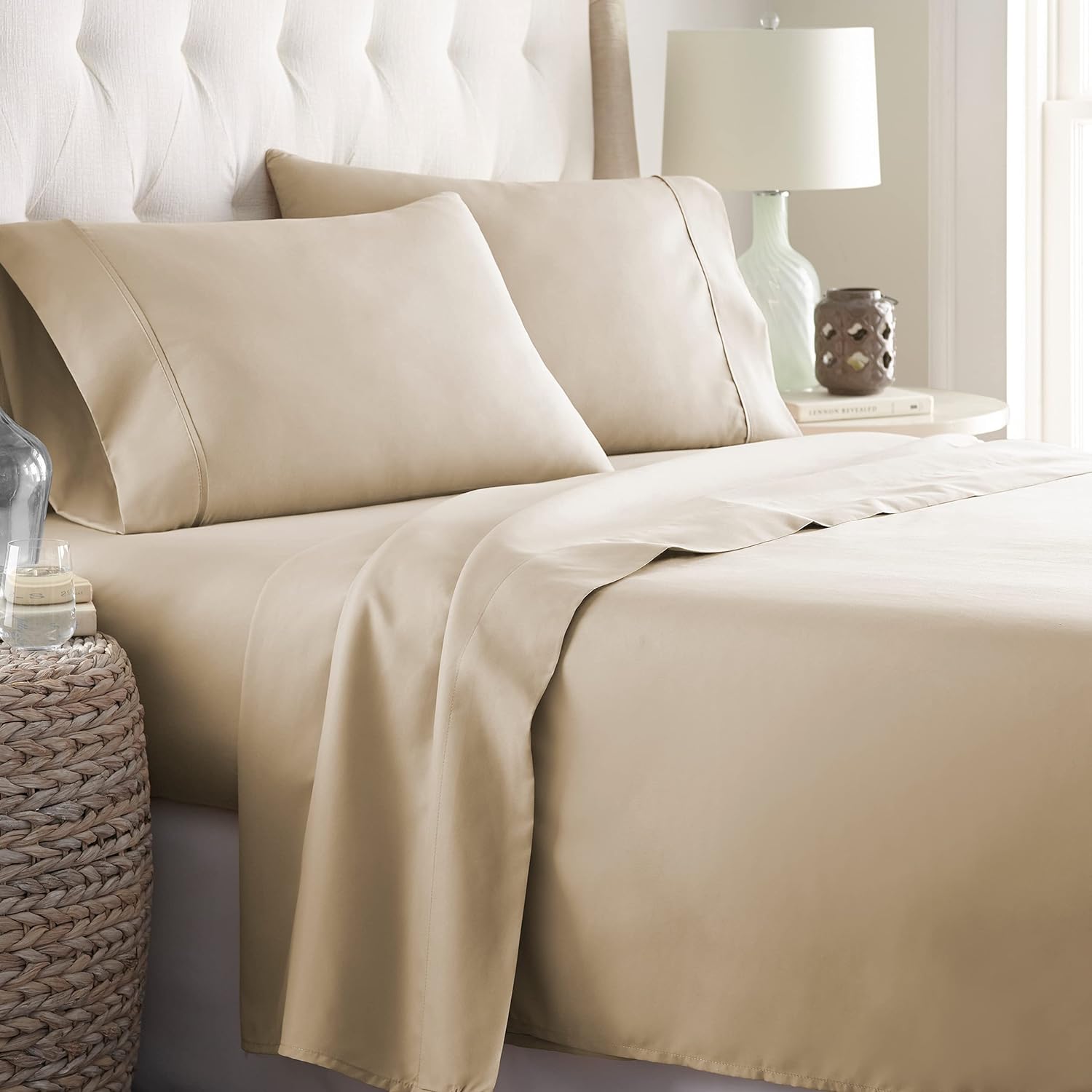 Danjor Linens Twin XL Sheets - Hotel Luxury Essentials Bedding - 4 pc Soft Bedding & Pillowcases Set with Deep Pockets - Breathable Bed Sheets, Wrinkle Free - Taupe Sheets