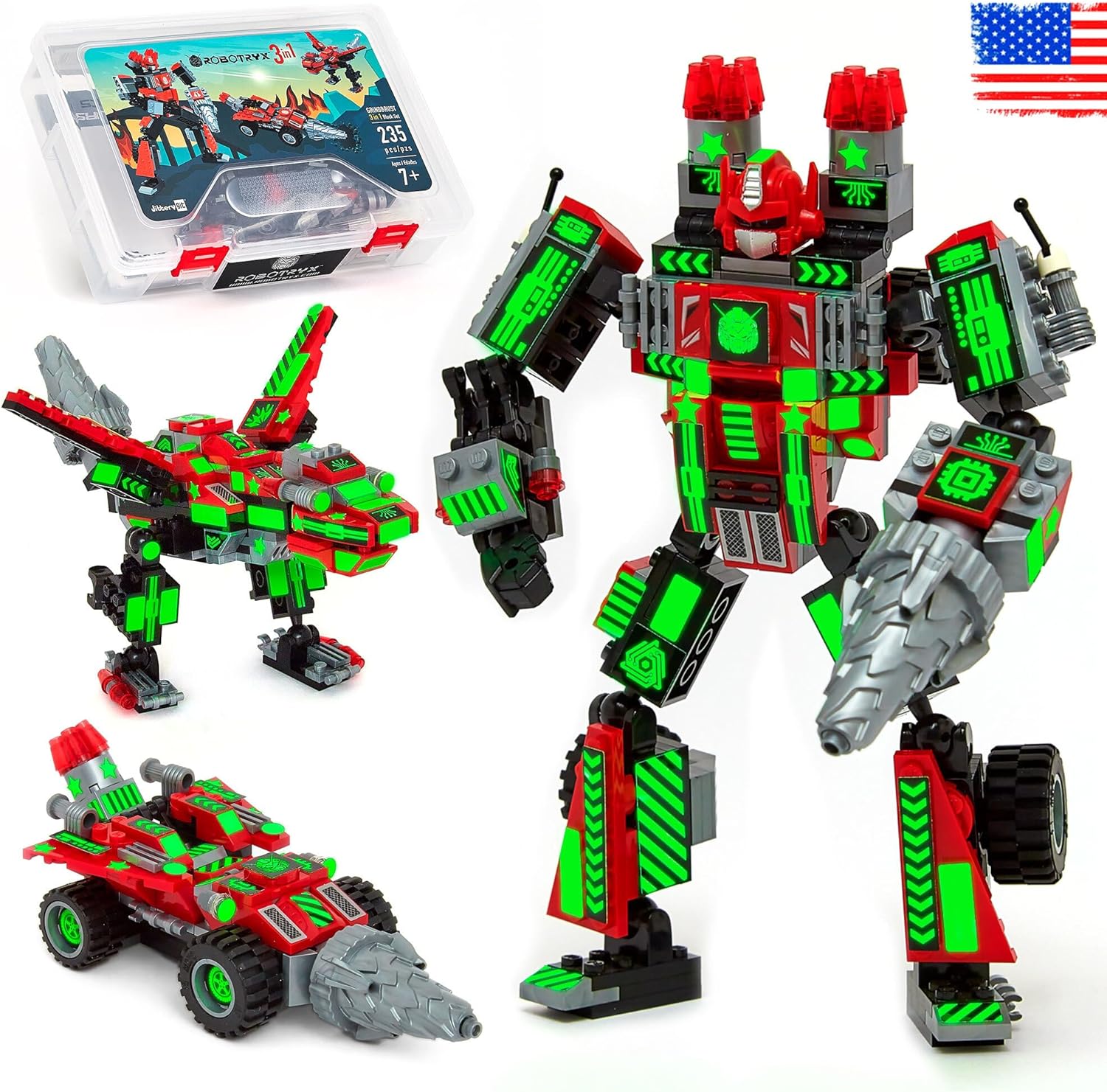 JITTERYGIT Mech Building Robot Glow in The Dark Action Figure Toy Set, Cool Space Super Hero Christmas Birthday Gift, Best Xmas Holiday Present Bricks for Boys, Girls, Teen 6 7 8 9 10 Year Old