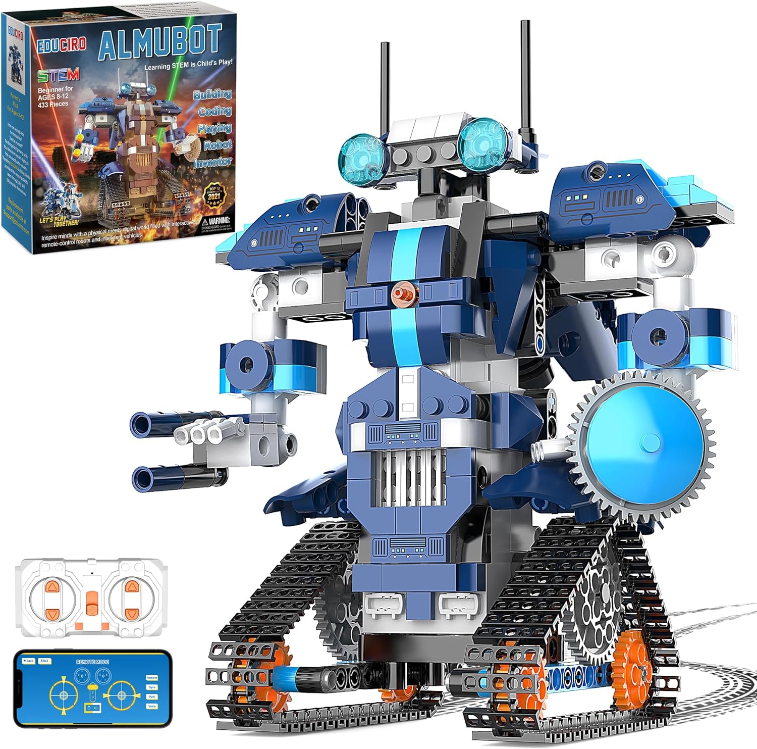 EDUCIRO STEM Project Robot Building Toys (433 Pieces), Christmas Birthday Gift idea for Kids Boys Girls 8-12-14, Remote Control & APP Programmable Robot Building Kit, Compatible with Lego Set