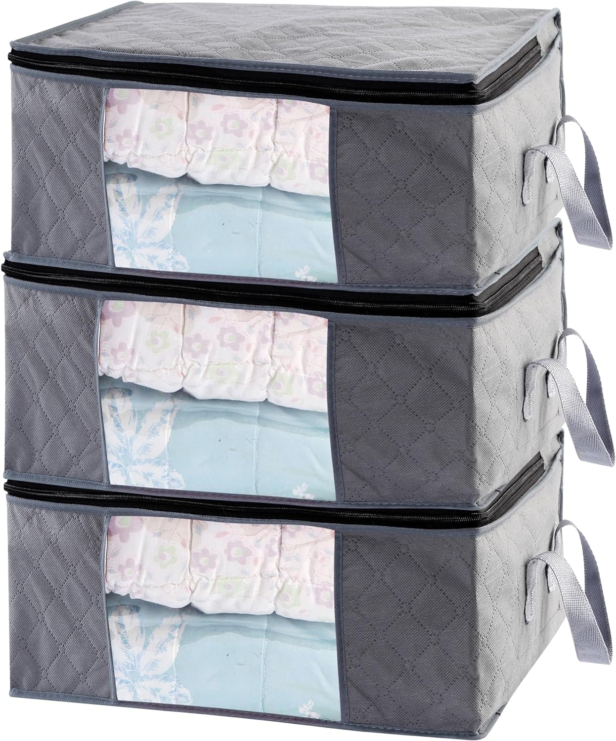 Storage Clothes Bins Closet Bags - 35L Containers Organizer Boxes Clothing Bin Organization for Organizing Blanket Pillow Sheet Sweater, Foldable Fabric Bedroom Small Storage Totes With Lids Zipper