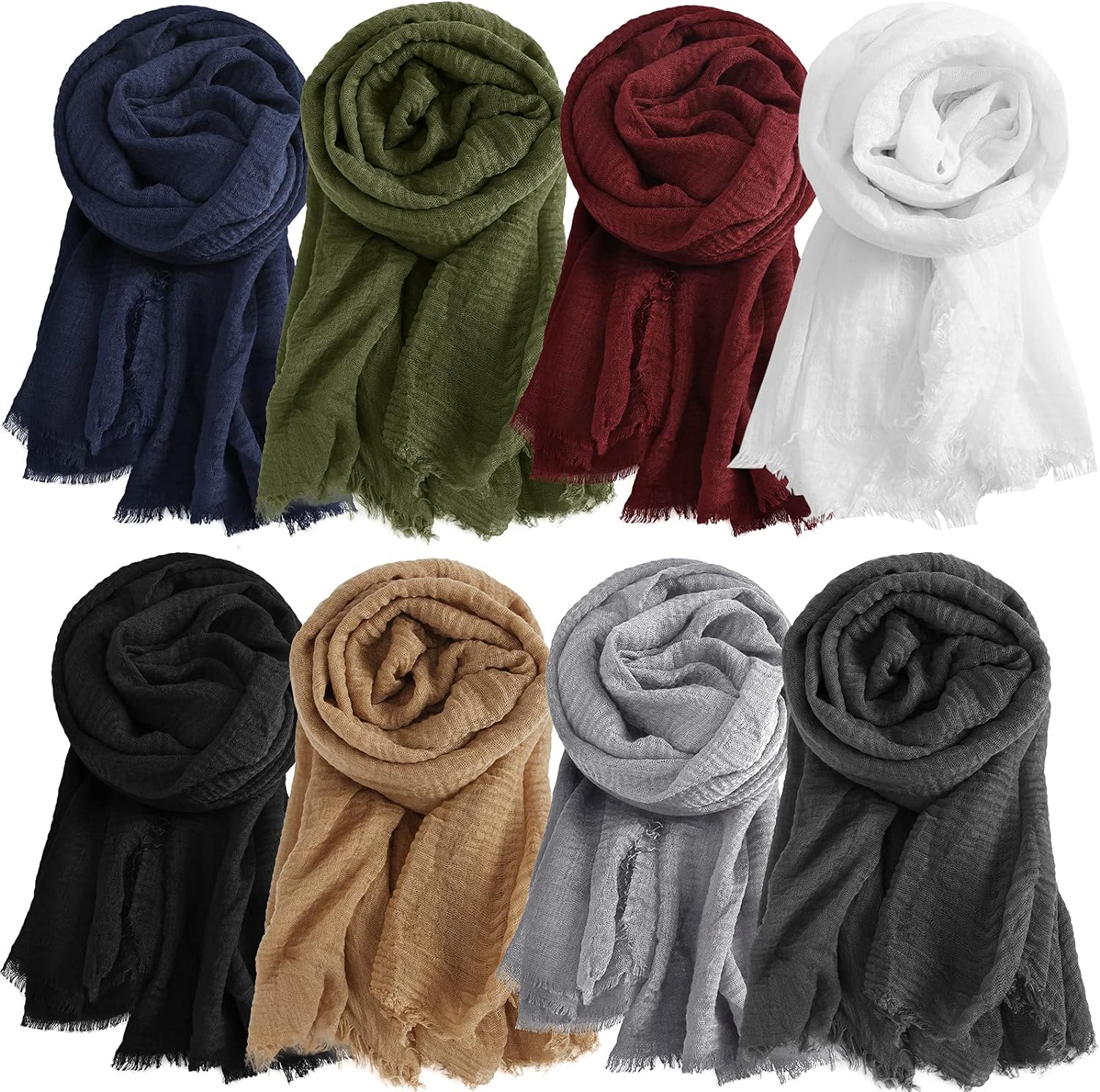 Zhanmai Set of 8 Women Scarf Shawl for All Season Head Scarf Wraps Hijab Scarfs Winter Spring Fall Scarfs for Women