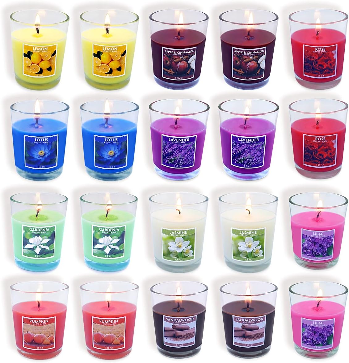 20 Packs Scented Aromatherapy Candle with 10 Fragrances, 1.8 Oz Soy Votive Candle for Home Decoration, Candle Gifts Baskets for Christmas Thanksgiving Anniversary