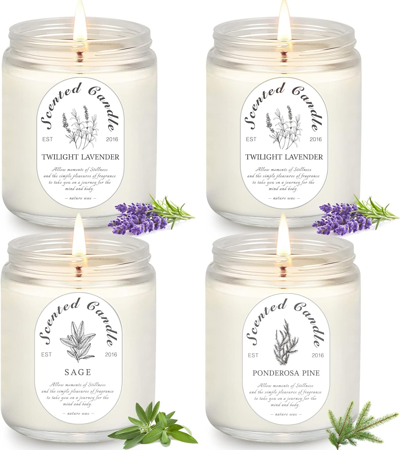 Candles for Home Scented, 4 Pack Scented Candles, Lavender Sage Candles Gifts for Women 28 oz Long Lasting Natural Soy Candles, Aromatherapy Candle Set Stress Relief Bath for Women Birthday