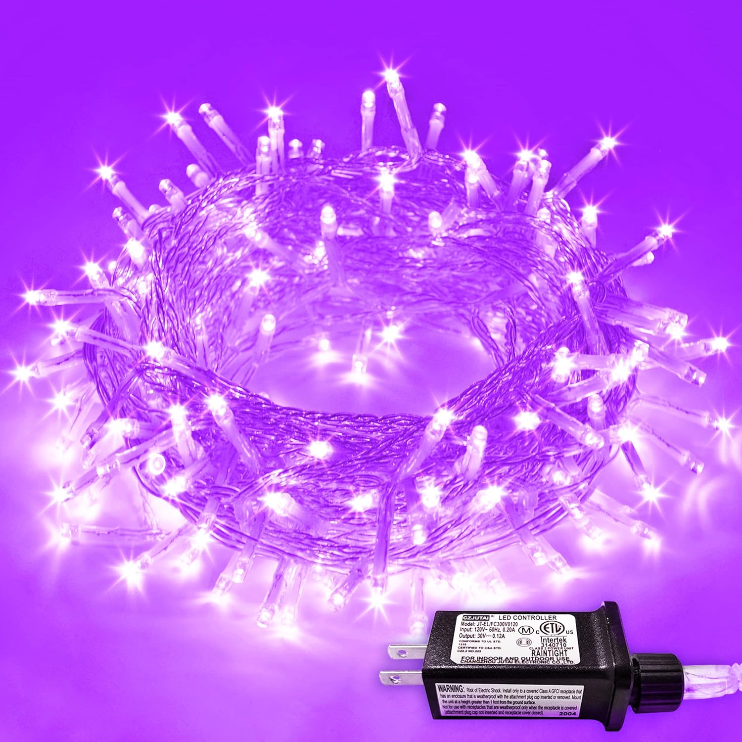 JMEXSUSS 200 LED Purple Christmas Lights Clear Wire, 66ft Purple Lights for Christmas Tree, 8 Modes Purple String Lights Plug in for Christmas Room Garden Party Indoor Outdoor Xmas Tree Lights Decor