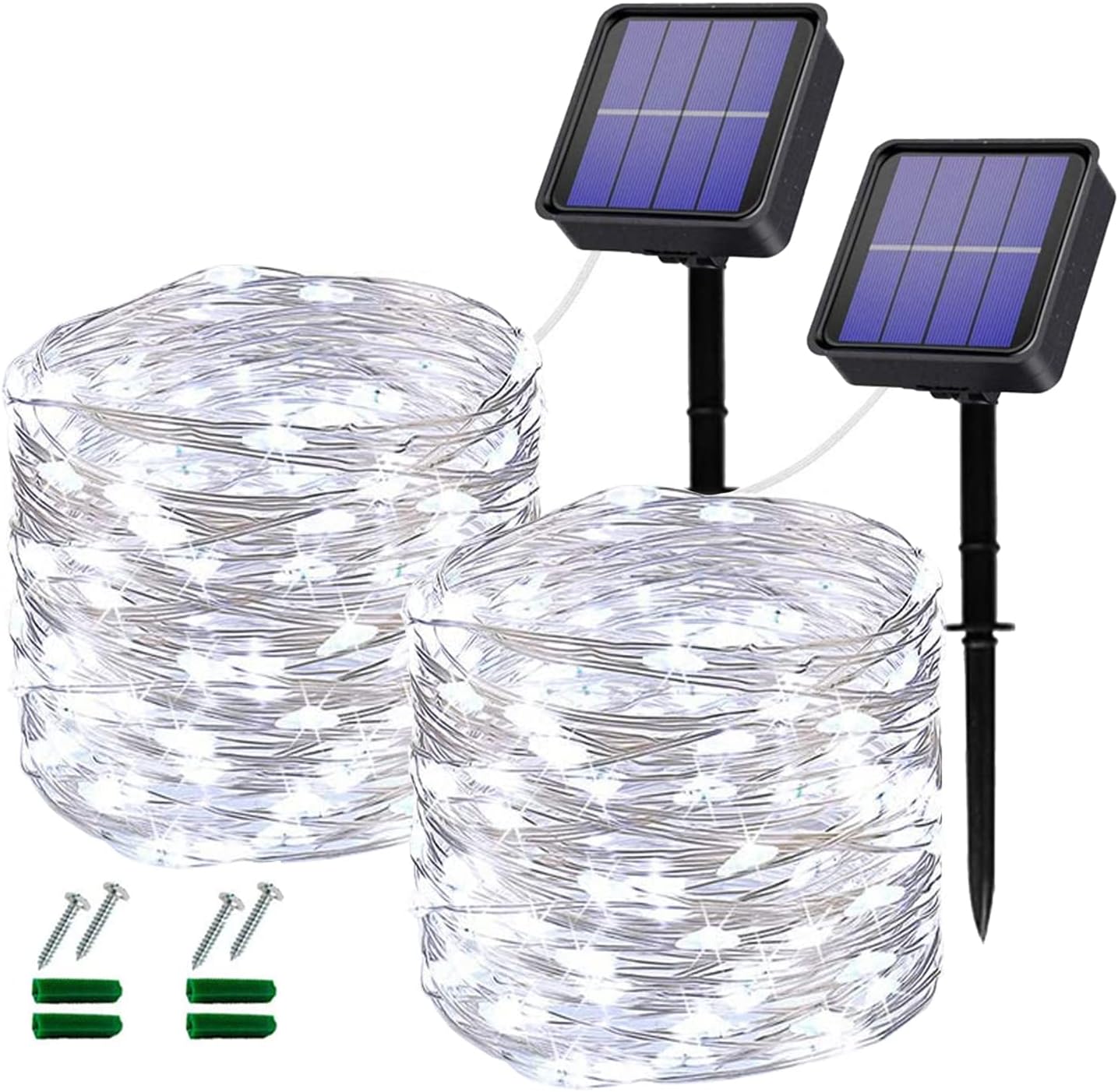 Solar Fairy Lights Outdoor Waterproof,2 Pack Each 120LED Solar Outdoor Lights 12M/40Ft 8 Modes Outdoor String Lights for Patio Decoration Fairy Lights for Garden,Patio,Tree,Party,Wedding (Shine White)