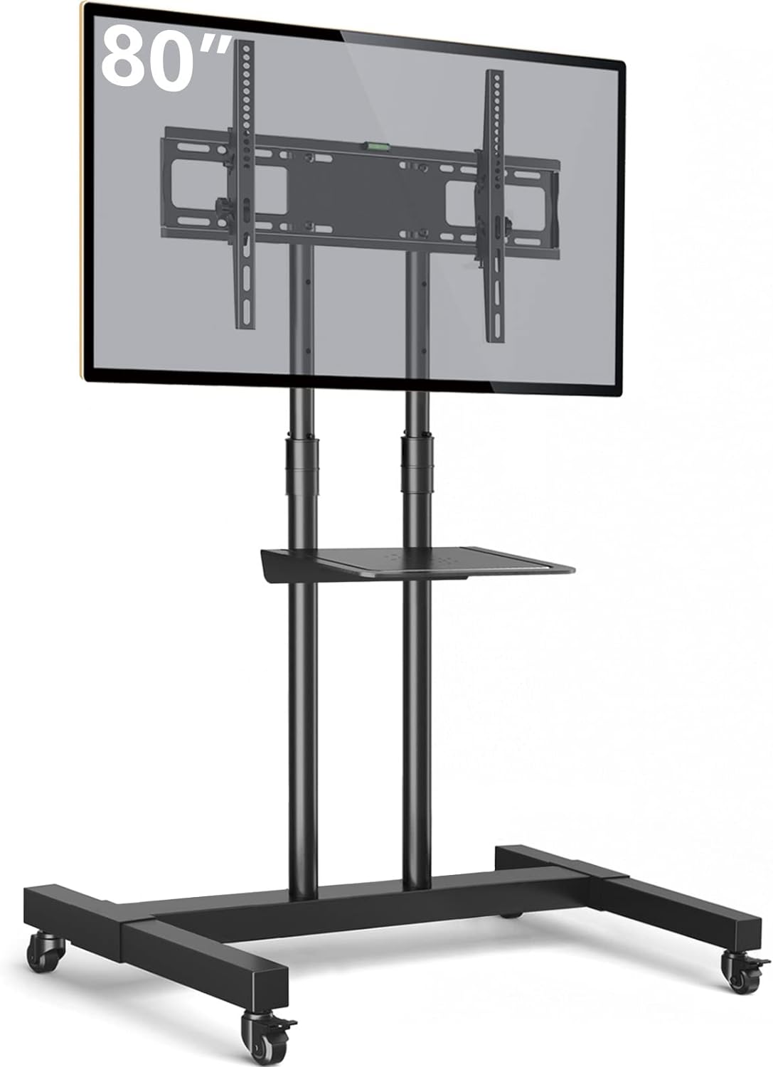 TAVR Furniture Mobile TV Stand Rolling TV Cart Floor Stand with Mount on Lockable Wheels Height Adjustable for 32-80 Inch TV Stand Flat Screen or Curved TVs Monitors Display Trolley Loading 110 lbs