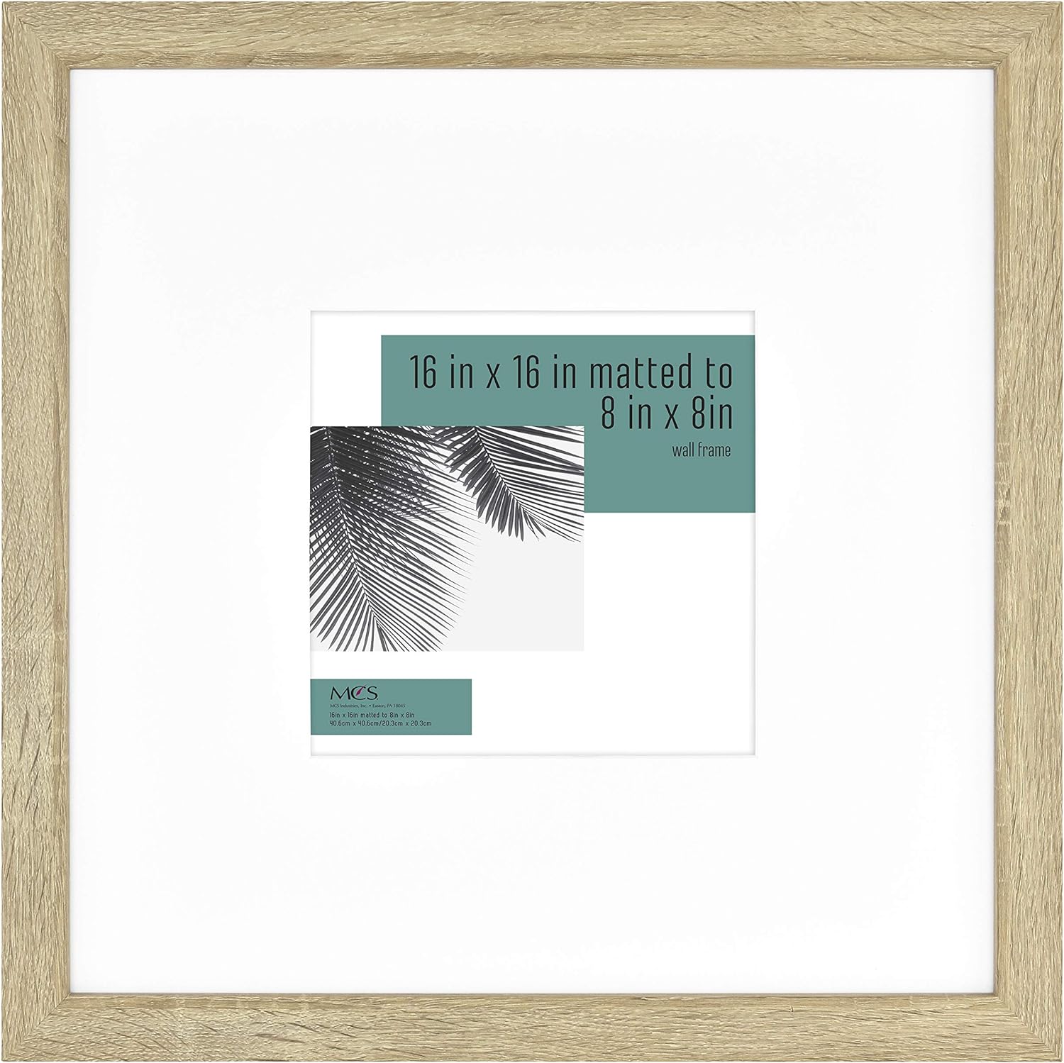 MCS Studio Gallery Frame, Natural Woodgrain, 16 x 16 in matted to 8 x 8 in , Single