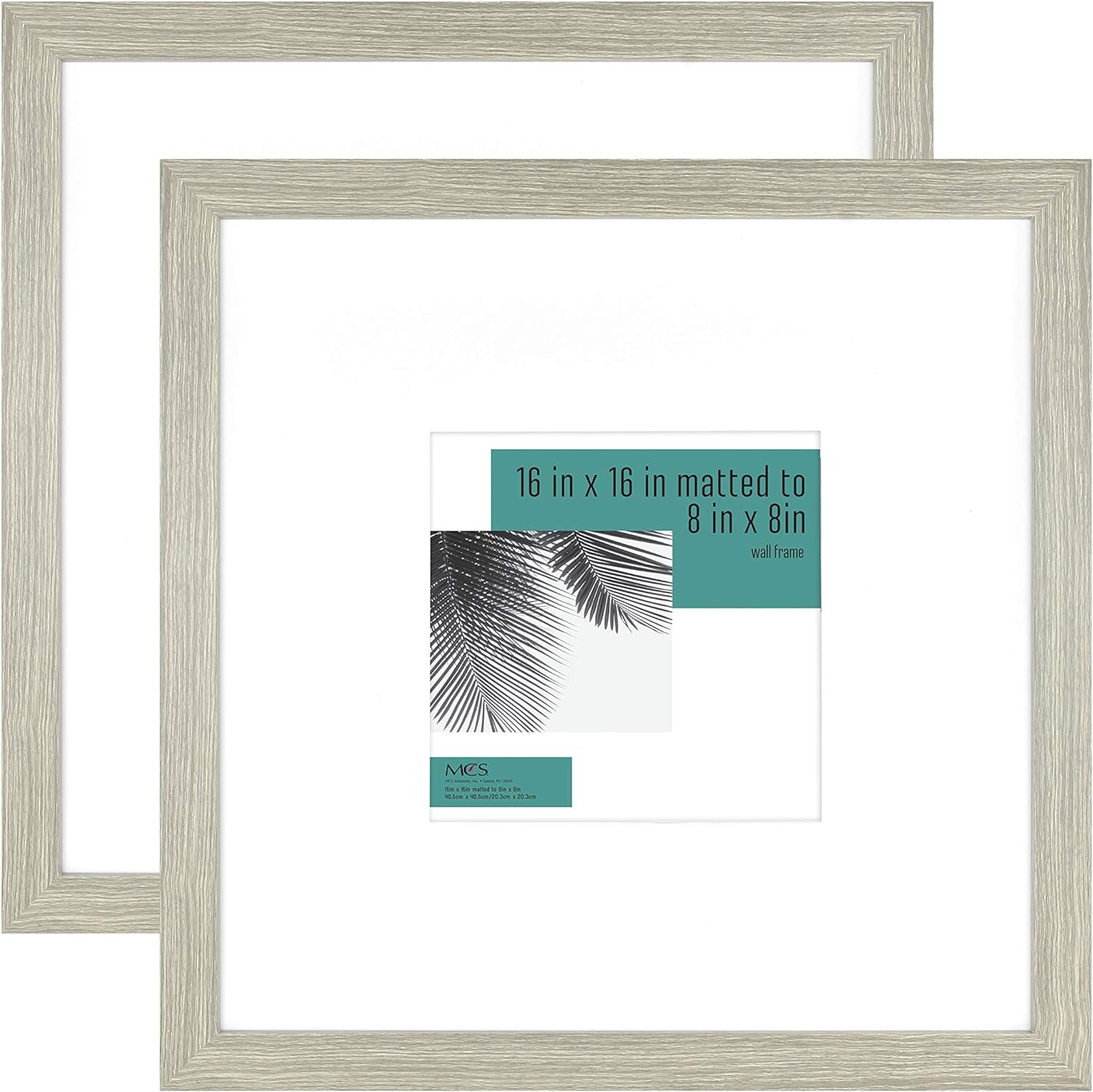 MCS Studio Gallery Frame, Gray Woodgrain, 16 x 16 in matted to 8 x 8 in , 2 pk