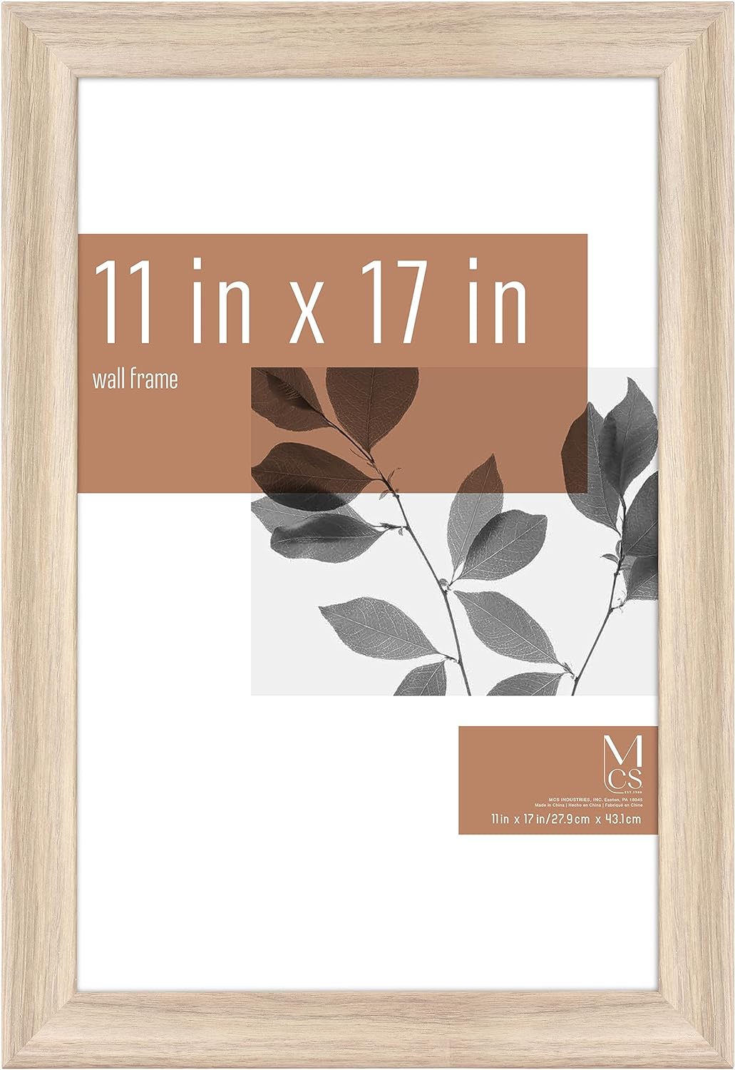 MCS Classic Studio Gallery Frame, Natural Woodgrain, 11 x 17 in, Single, Classic Natural, 12 x 18 in