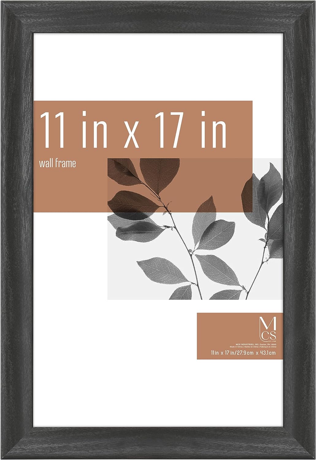 MCS Classic Studio Gallery Frame, Black Woodgrain, 11 x 17 in, Single, Classic Black, 12 x 18 in