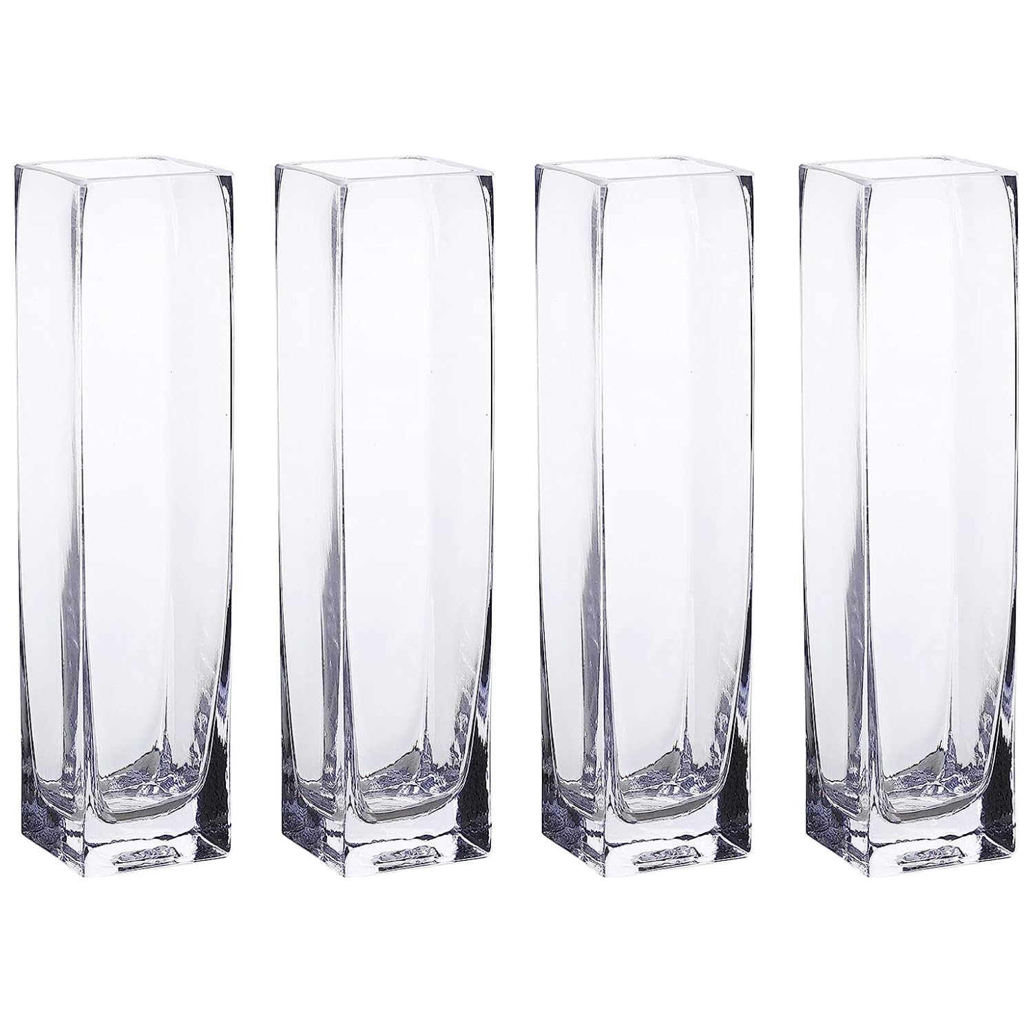 Mini Clear Glass Tall Square Block Vase Set of 6 (1.5X5inch)