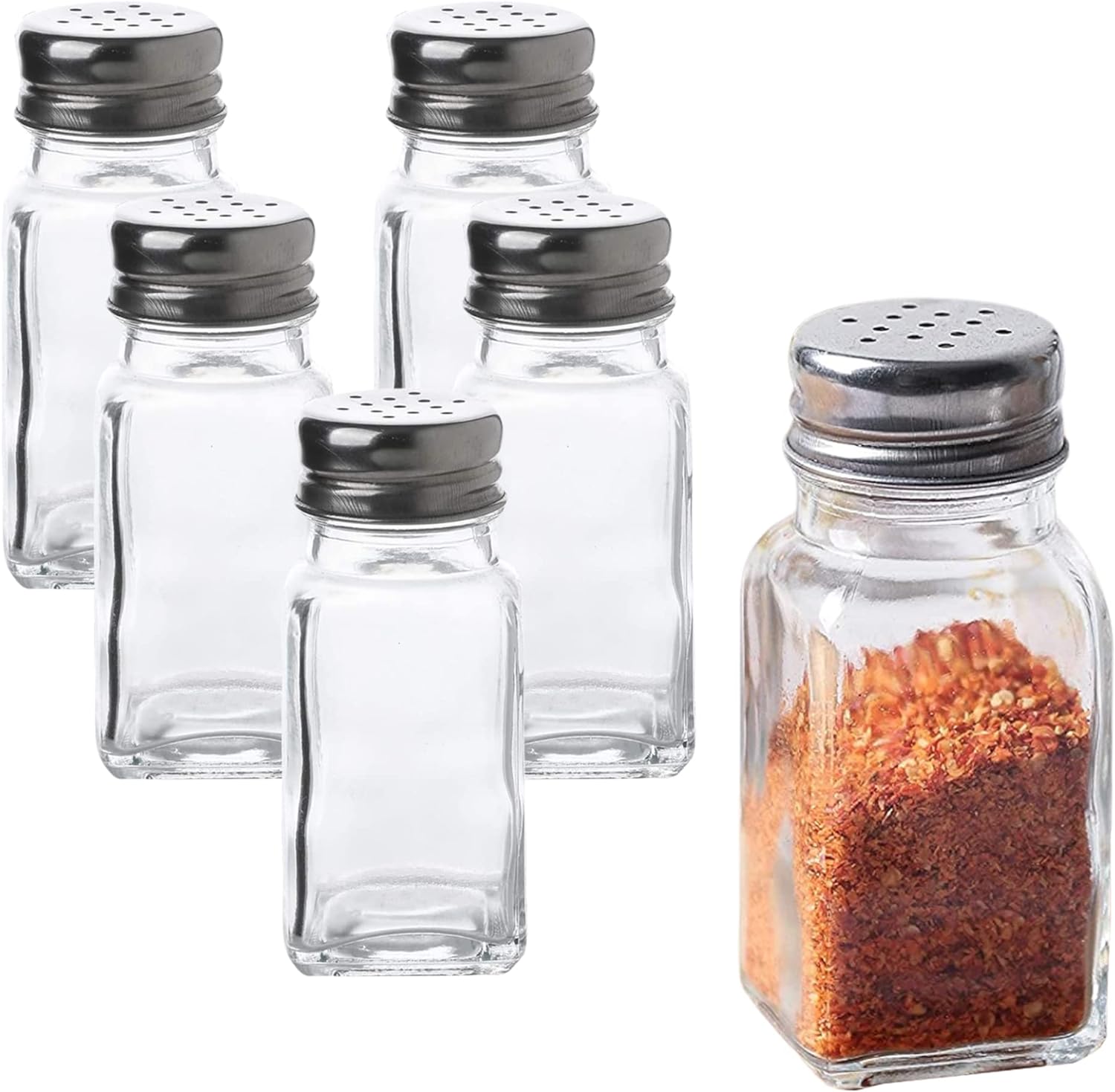 WHOLE HOUSEWARES | stainless steel salt and pepper shakers set | 6-Piece Pack | Best for Home Kitchen, Restaurants and Catering