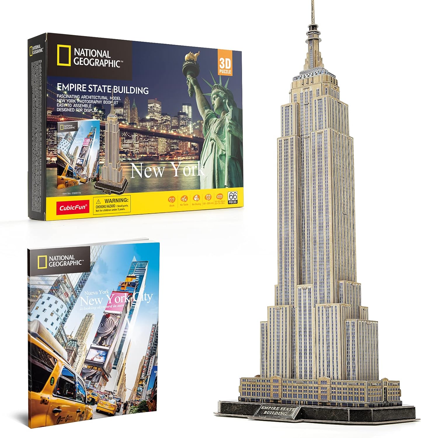 CubicFun National Geographic 3D Puzzles New York Mansion Model Kits Toys for Adults and Children, the Empire State Building, with a Booklet