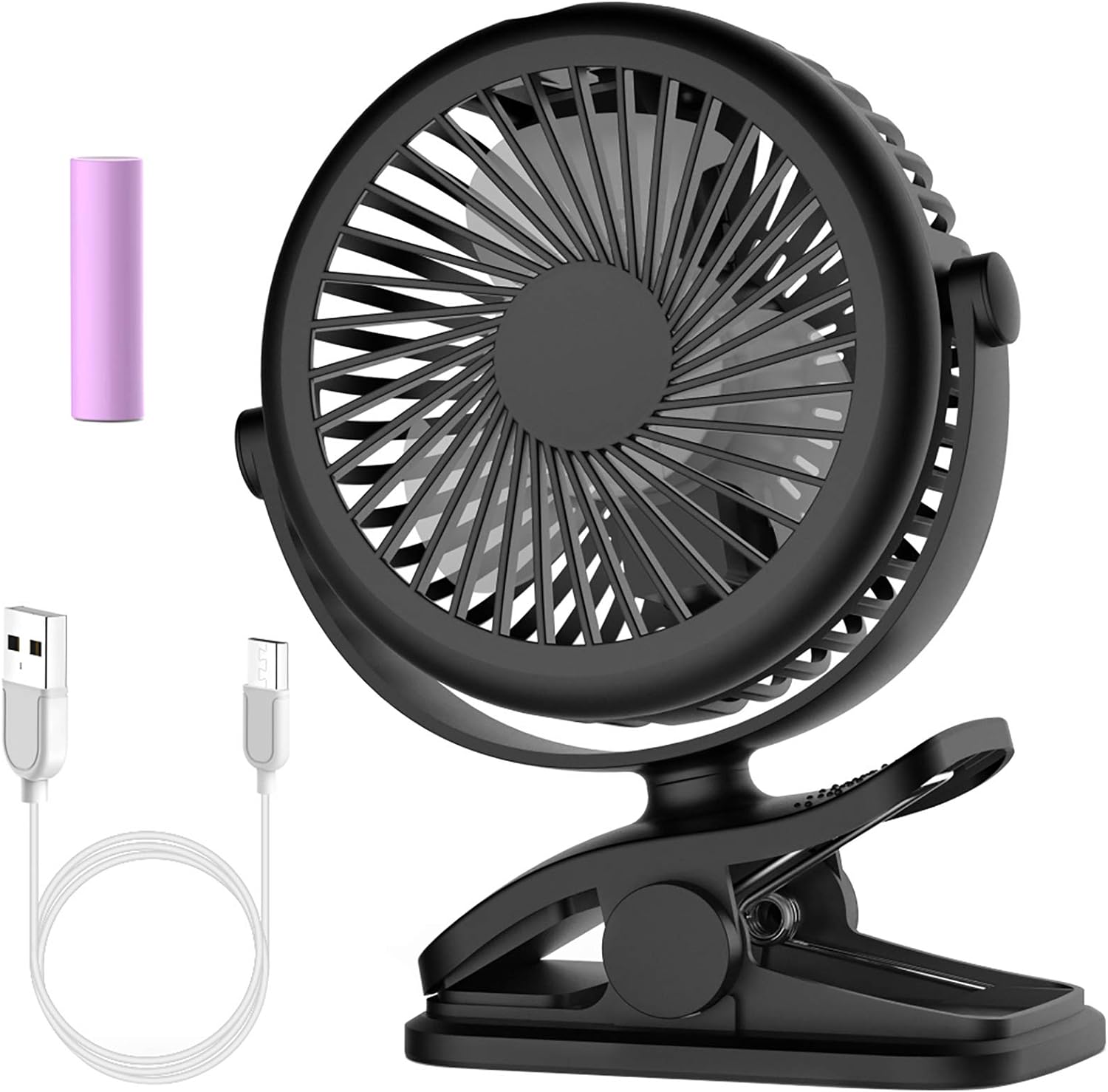 Cambond Baby Stroller Fan Clip - On Fans Battery Powered Rechargeable Baby Fan with 3 Adjustable Speed Desk Table Portable USB Small Fan for Travel Camping Fishing Boating