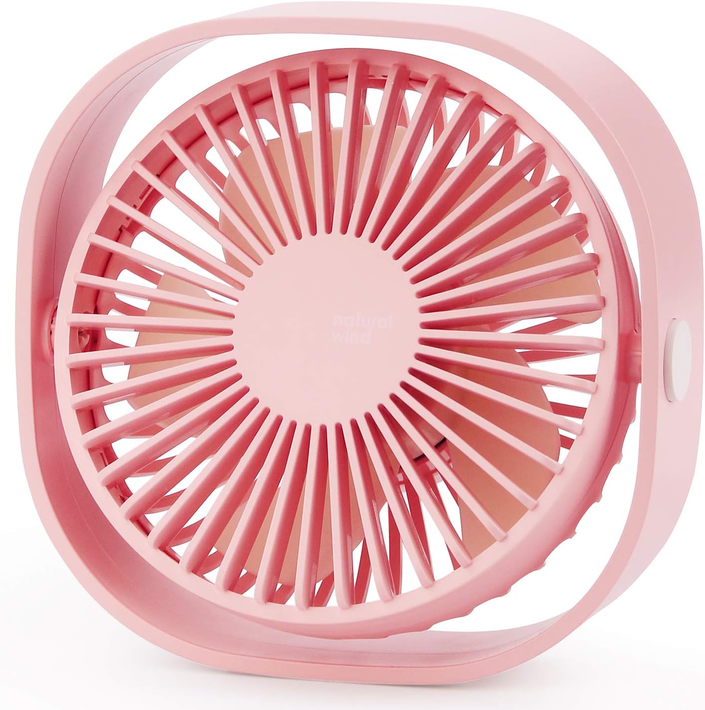 USB Table Fan Portable Mini Personal Desk Fan with 360 Rotation and Adjustable 3 Speed for Office, Travel-Pink