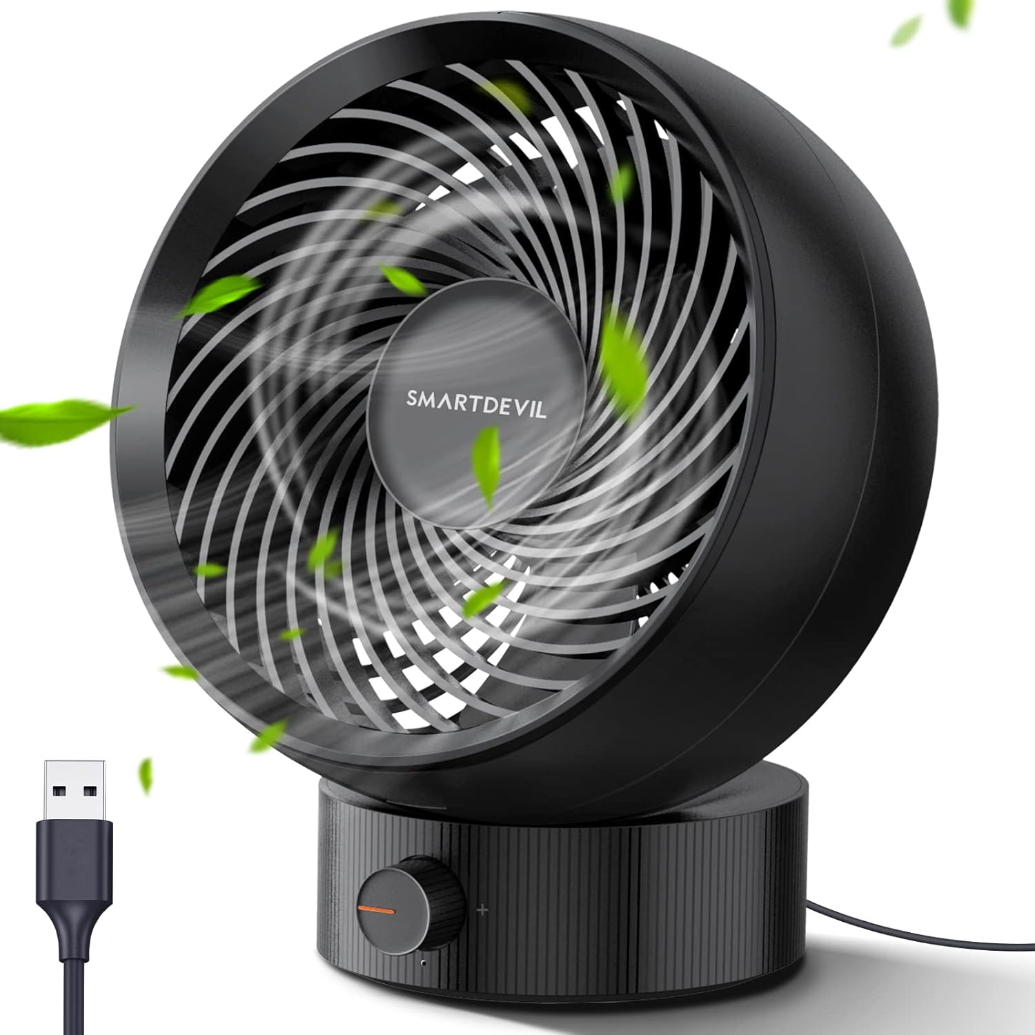 SmartDevil USB Desk Fan, Small Personal Desktop Table Fan with Strong Wind, Quiet Operation Portable Mini Fan for Home Office Bedroom Table and Desktop (Black)