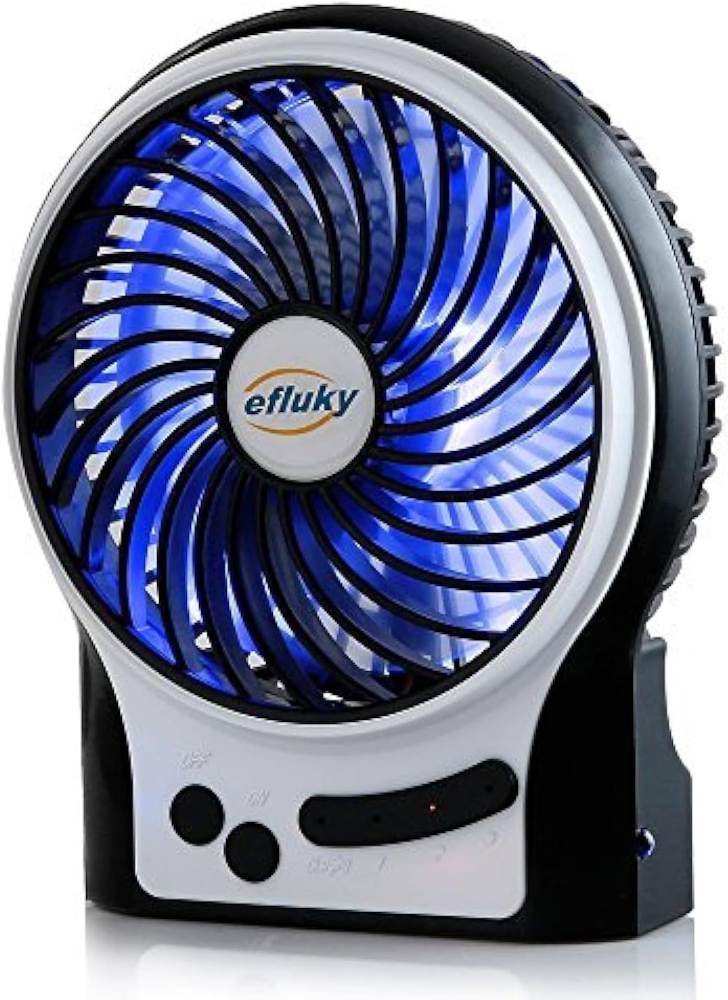 efluky 3 Speeds Mini Desk Fan, Rechargeable Battery Operated Fan with LED Light, Portable USB Fan Quiet for Home, Office, Travel, Camping, Outdoor, Indoor Fan, 4.9-Inch, Black