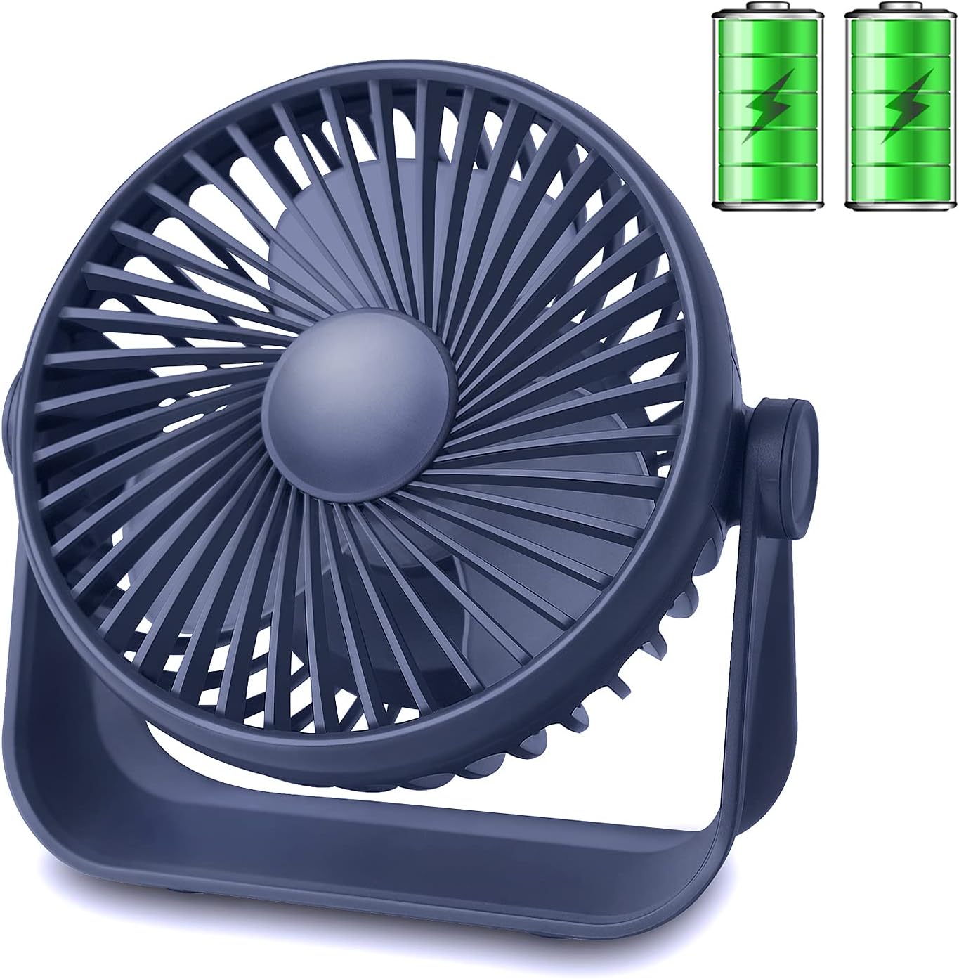 TriPole Desk Fan Small Table Fan Rechargeable Battery Operated Mini Fan 360 Degree Rotation 5.1 Inch Portable Fan 4 Speed USB Personal Fan for Home Office