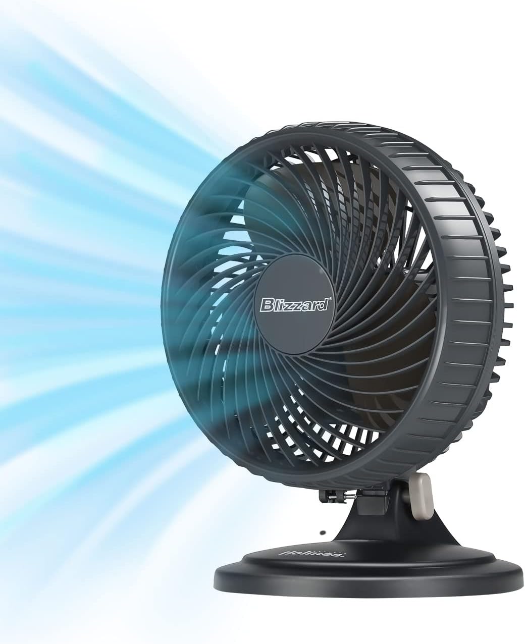 HOLMES BLIZZARD 7 Table Fan, 2 Speeds, 3 Blades, 85 Oscillation, 20 Adjustable Head, Home, Bedroom and Office, Charcoal Matte