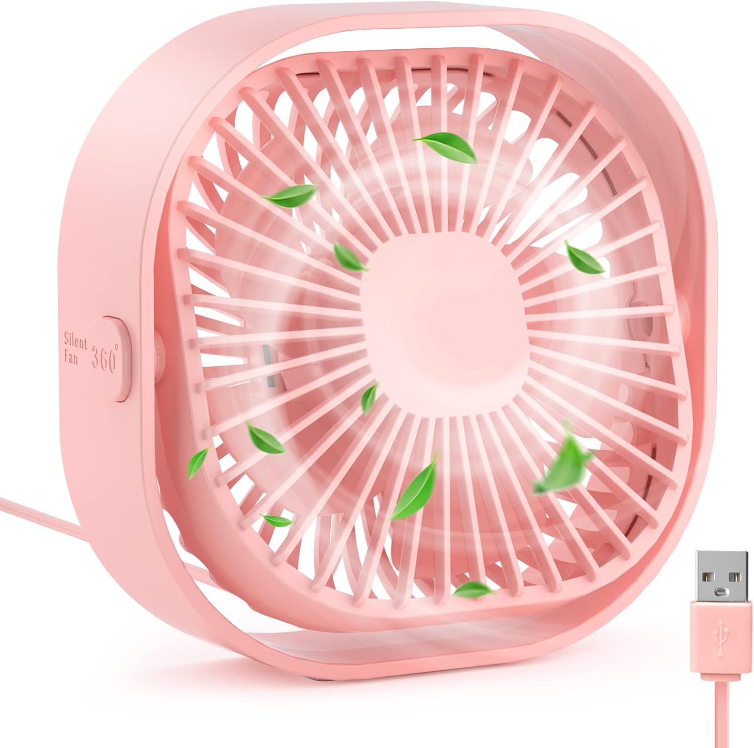 RJVW Small USB Desk Fan,3 Speeds Portable Mini Cooling Table Fan, 4 inch Personal , 360Rotatable Silent Desktop Fan for Home Office Bedroom Dorm Indoor Outdoor Summer Gift