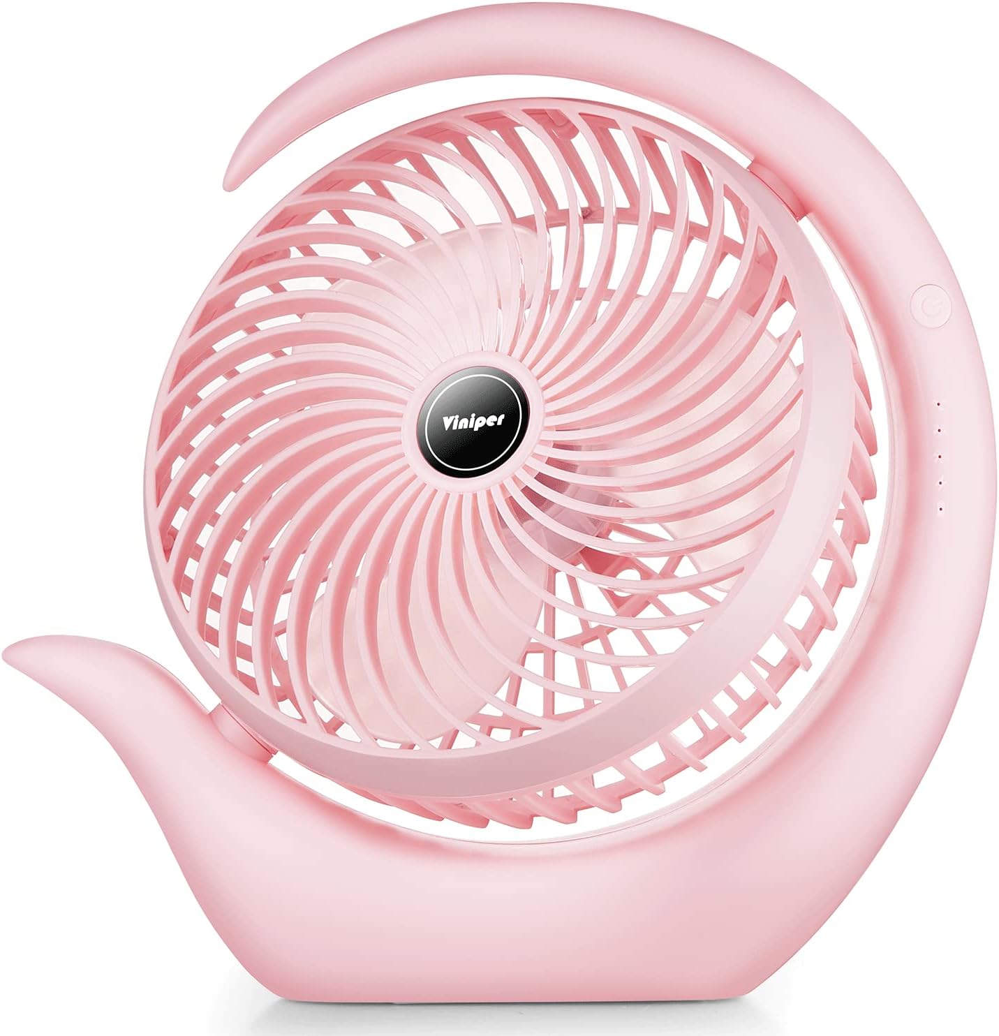 Viniper 8 inch Portable Rechargeable Fan, Small Table Fan : 180 Rotation and 3 Speeds Strong Wind Quiet Desk Fan, Long Working Hours for Home Outdoor - Light Pink