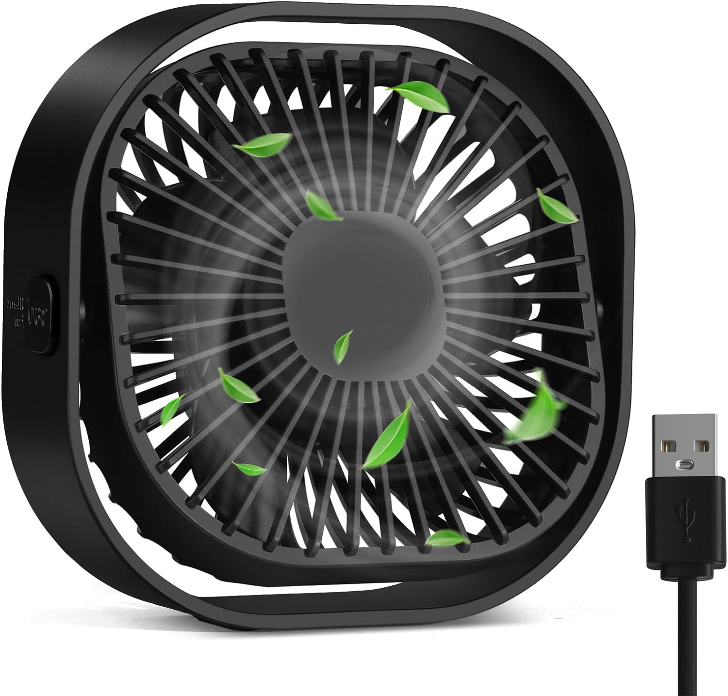 RJVW Small USB Desk Fan,3 Speeds Portable Table Fan, 4 inch Personal Mini Fan,Small Cooling Fan by USB Plug In, 360Rotatable Silent Desktop Fan for Home Office Bedroom Dorm Indoor Outdoor Summer Gift