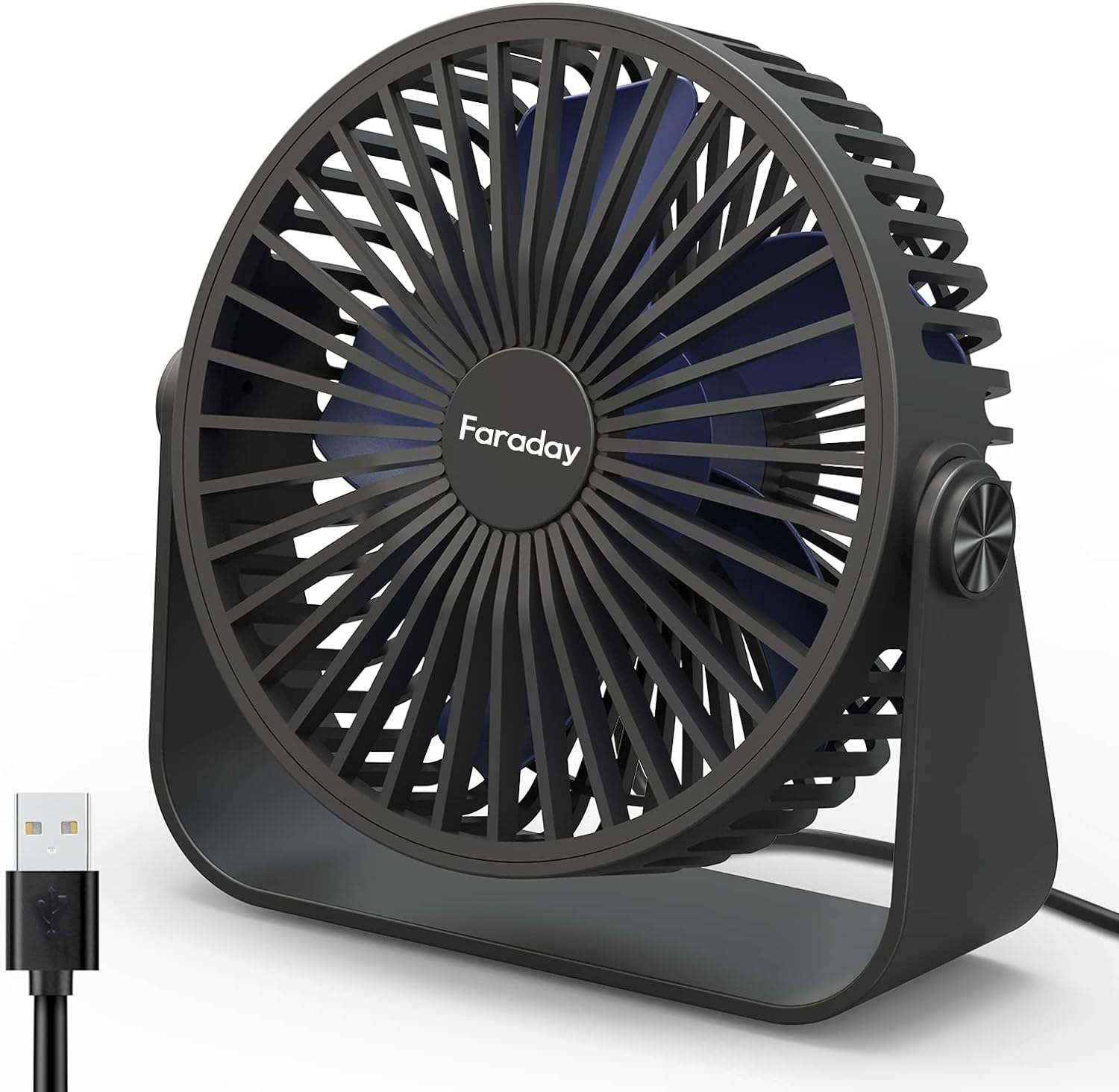 USB Desk Fans 5 Inches Portable Table Fans 360 Head Rotation Small Personal Desktop Fan for Home Office, 3 Speeds, Black