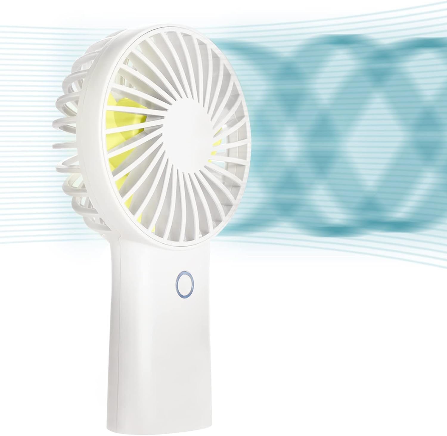 JISULIFE 6000mAh Handheld Fan [30H Max Cooling Time] Mini Portable Hand Fan, USB Rechargeable Small Personal Fan,Battery Operated Hand Fan with 3 Speeds for Travel/Commute/Picnic/Office-White