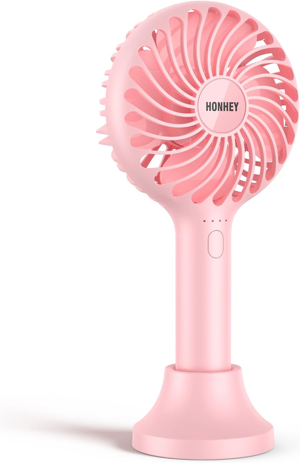HonHey Handheld Fan Portable, Mini Hand Held Fan with USB Rechargeable Battery, 4 Speed Personal Desk Table Fan with Base, 3-10 Hours Operated Small Makeup Eyelash Fan for Women Girls Kids Outdoor