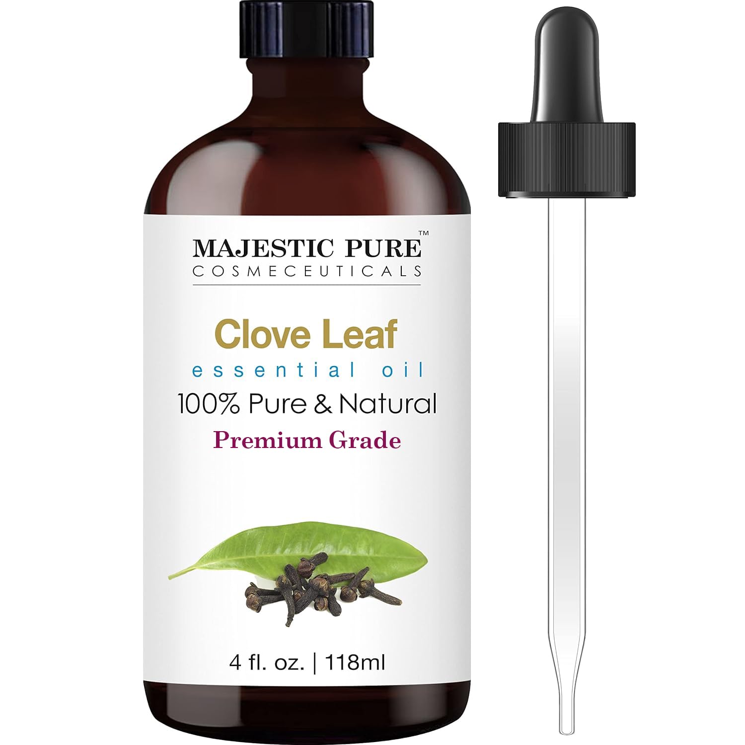 MAJESTIC PURE Clove Essential Oil, Premium Grade, Pure and Natural Premium Quality Oil, 4 Fl Oz