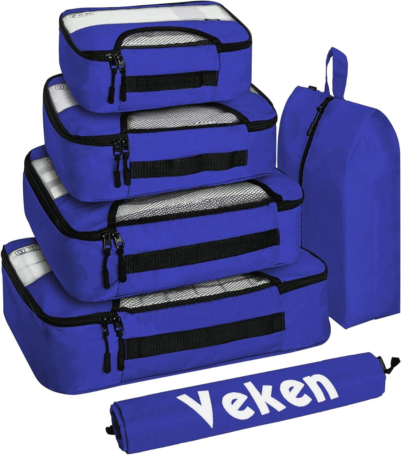 Veken 6 Set Packing Cubes for Suitcases, Travel Organizer Bags for Carry on Luggage, Suitcase Organizer Bags Set in 4 Sizes (Extra Large, Medium, Small)