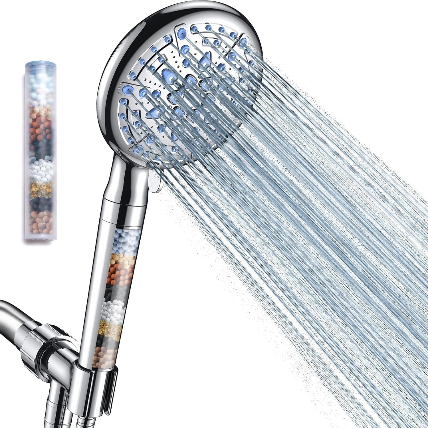 Veken Filtered Shower Head with Handheld, 10 Layer Filters Showerhead, Hard Water Softener, High Pressure 9 Spray Modes, Bathroom Rain Heads, Extra 70 Long Hose Extension