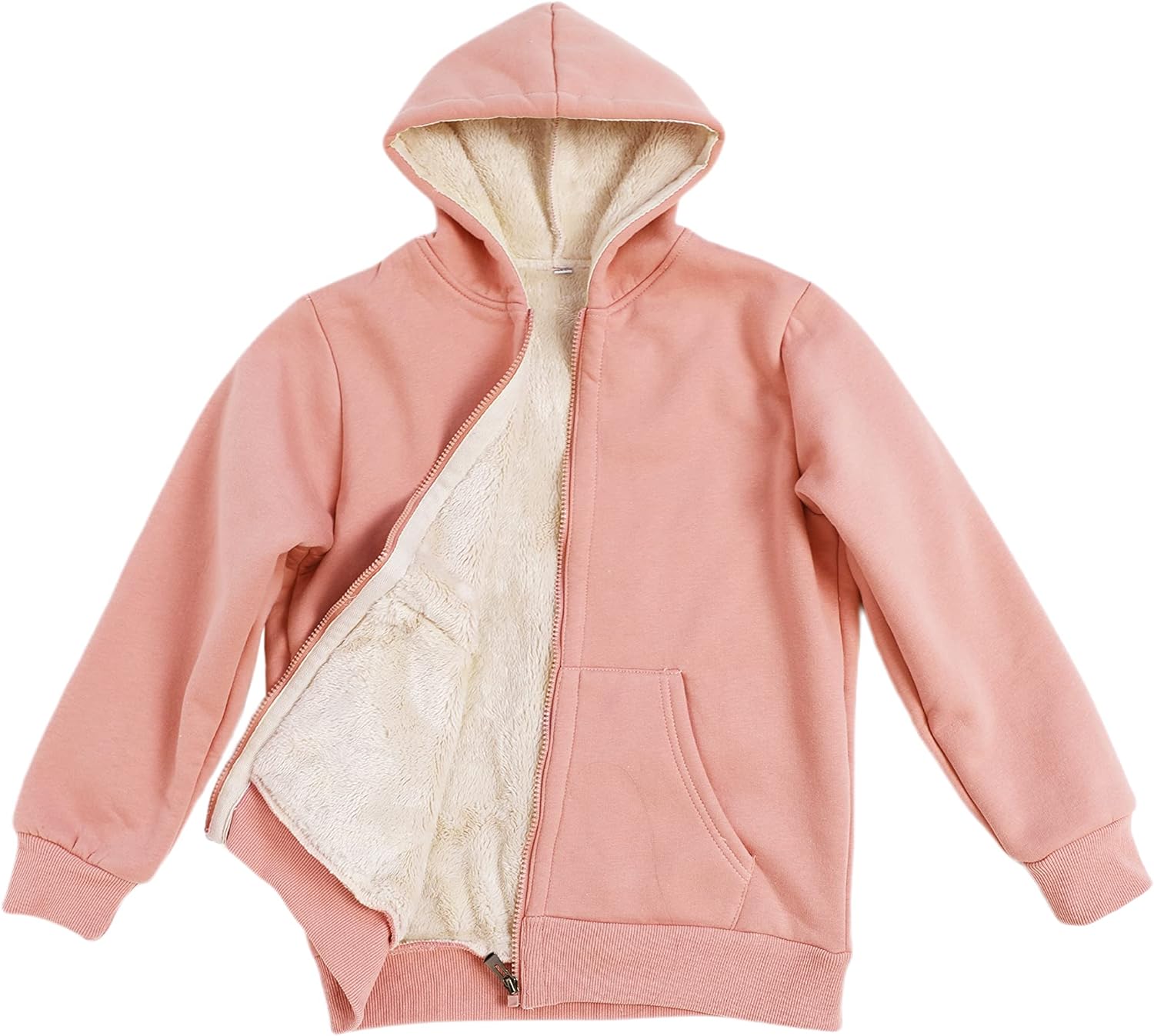 Yeokou Unisex Boys Girls Kid' Winter Sherpa Lined Zip Up Sweatshirt Jacket Hoodie