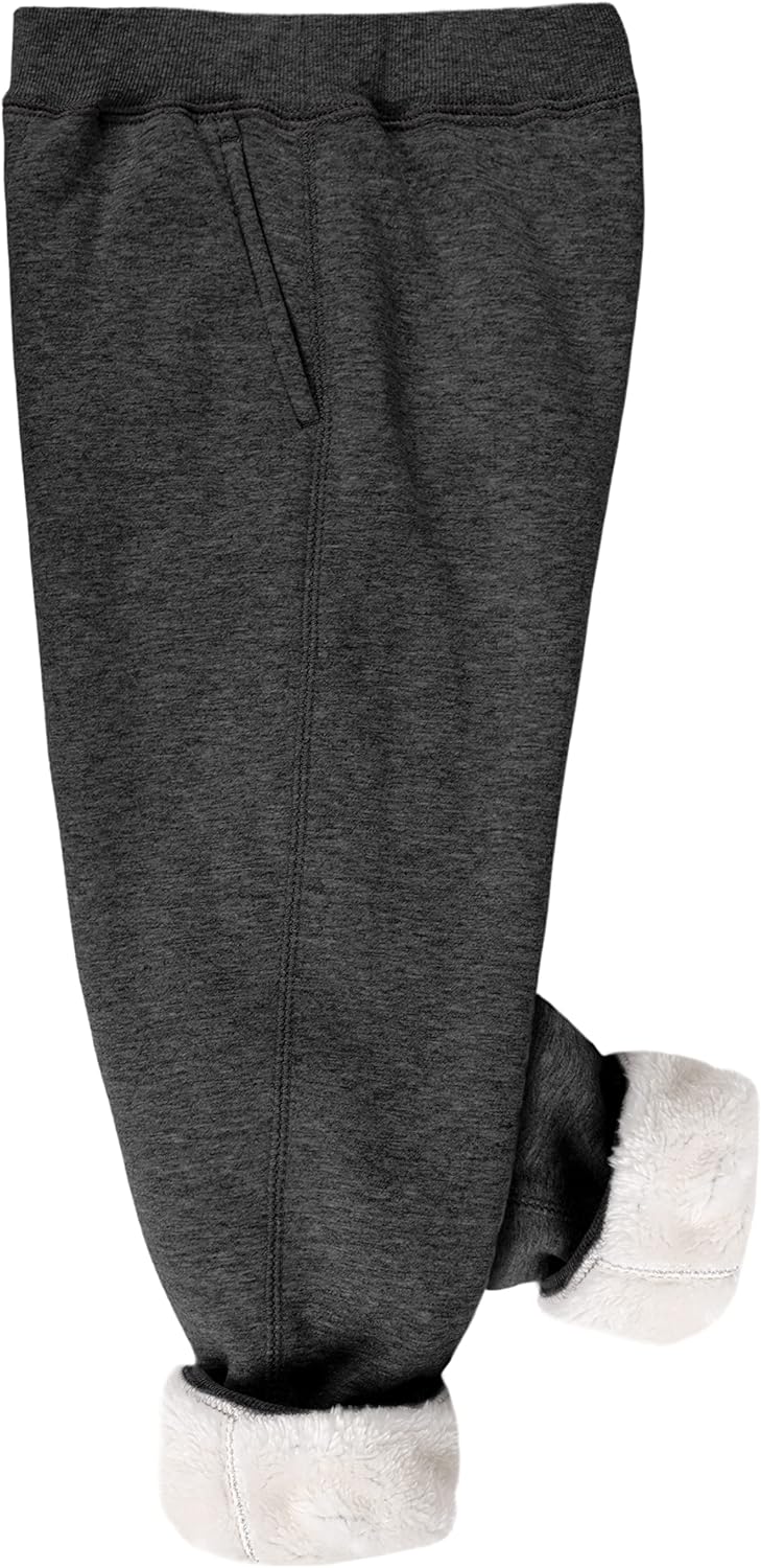 Yeokou Unisex Boys Girls Kid' Sherpa Lined Athletic Jogger Fleece Sweatpants