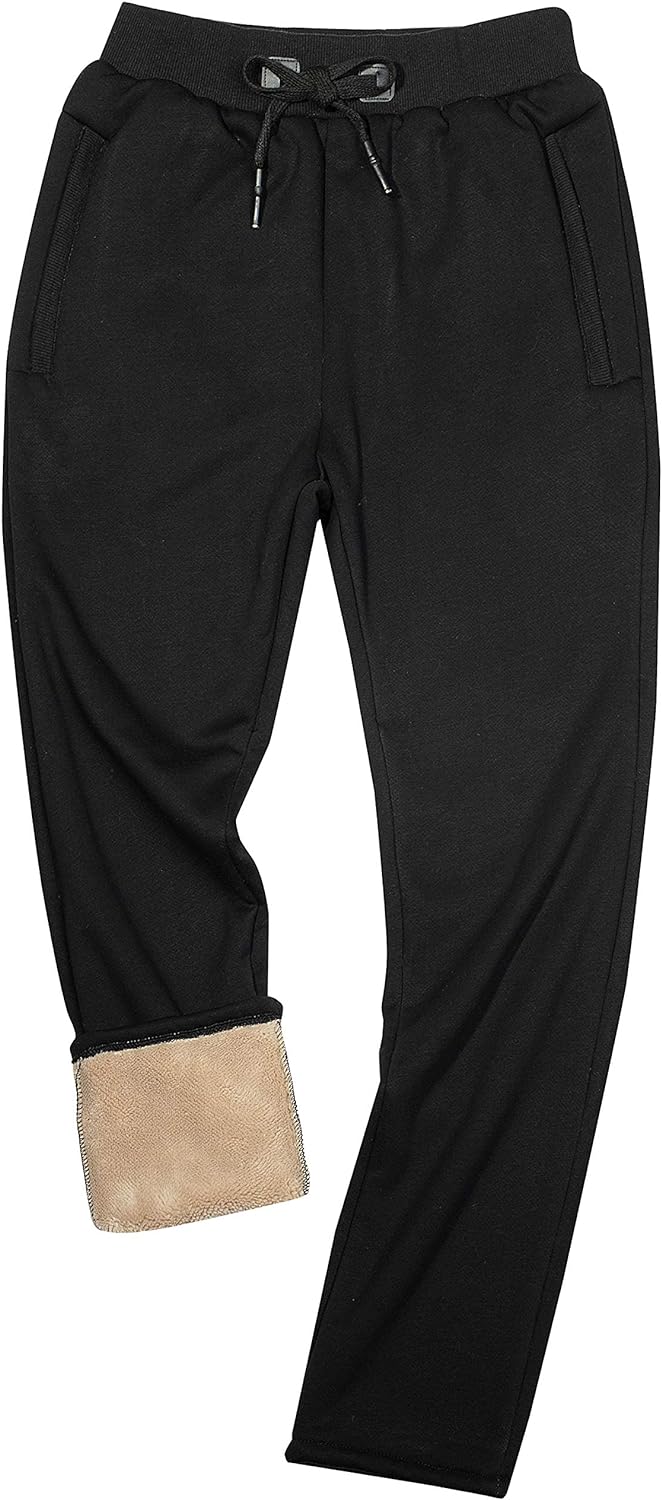 Yeokou Mens Winter Warm Sherpa Lined Active Thermal Jogger Fleece Sweatpants Pant