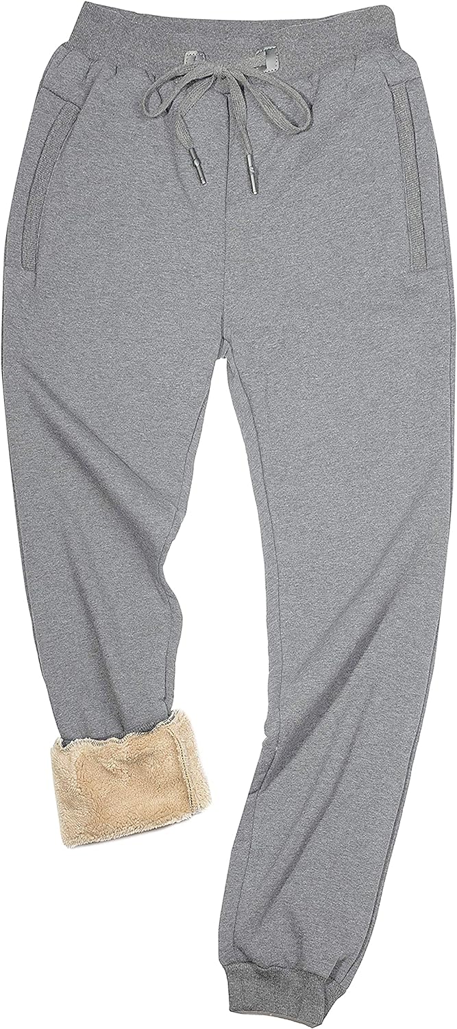 Yeokou Mens Winter Warm Sherpa Lined Active Thermal Jogger Fleece Sweatpants Pant