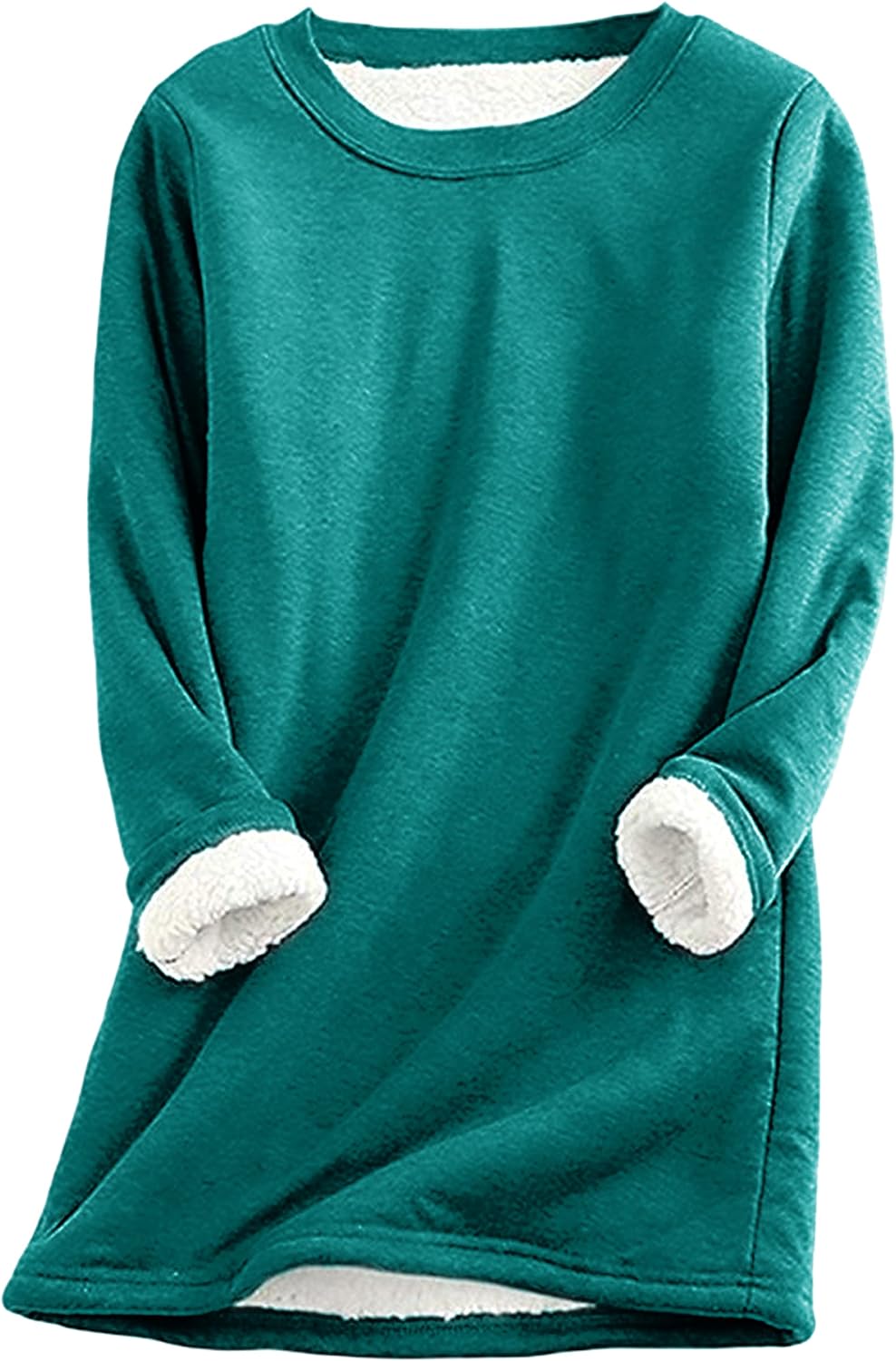 Yeokou Women Warm Sherpa Lined Fleece Crewneck Sport Sweatshirt Pullover Loungewear