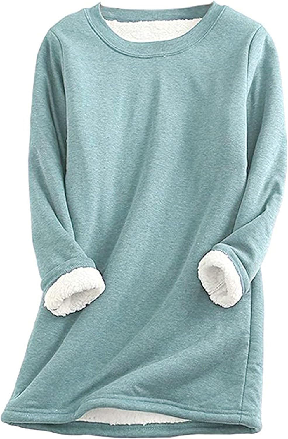 Yeokou Women Warm Sherpa Lined Fleece Crewneck Sport Sweatshirt Pullover Loungewear