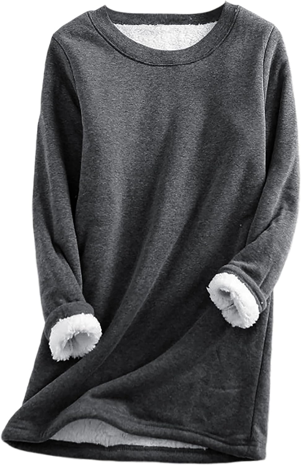 Yeokou Women Warm Sherpa Lined Fleece Crewneck Sport Sweatshirt Pullover Loungewear