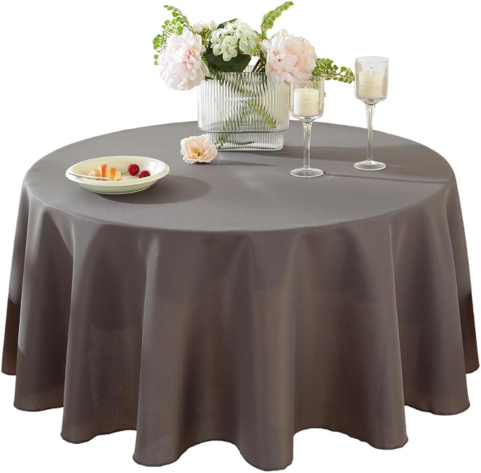 Craft And Party Round Tablecloth, 120 Inch Charcoal Tablecloth, Polyester Fabric Washable Table Cloth for Home, Party, Wedding or Restaurant Use.