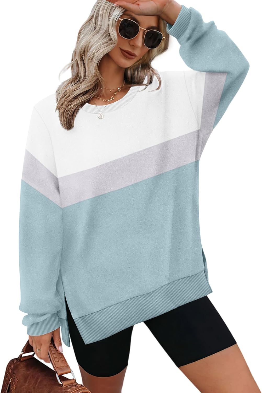 XIEERDUO Womens Oversized Sweatshirts Pullover Casual Crewneck Long Sleeve Tops Comfy