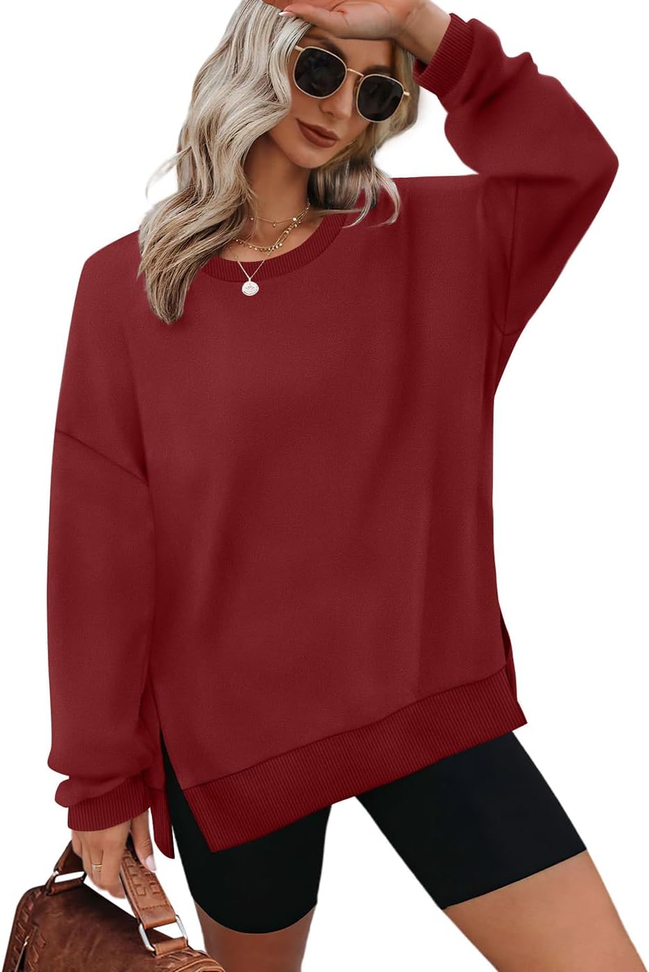 XIEERDUO Womens Oversized Sweatshirts Pullover Casual Crewneck Long Sleeve Tops Comfy