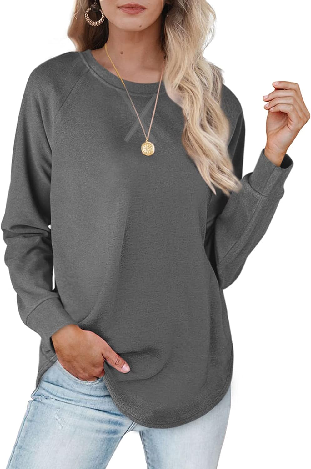 XIEERDUO Womens Sweatshirts Crewneck Loose Fitting Tops For Women Long Sleeve Shirts Pullover