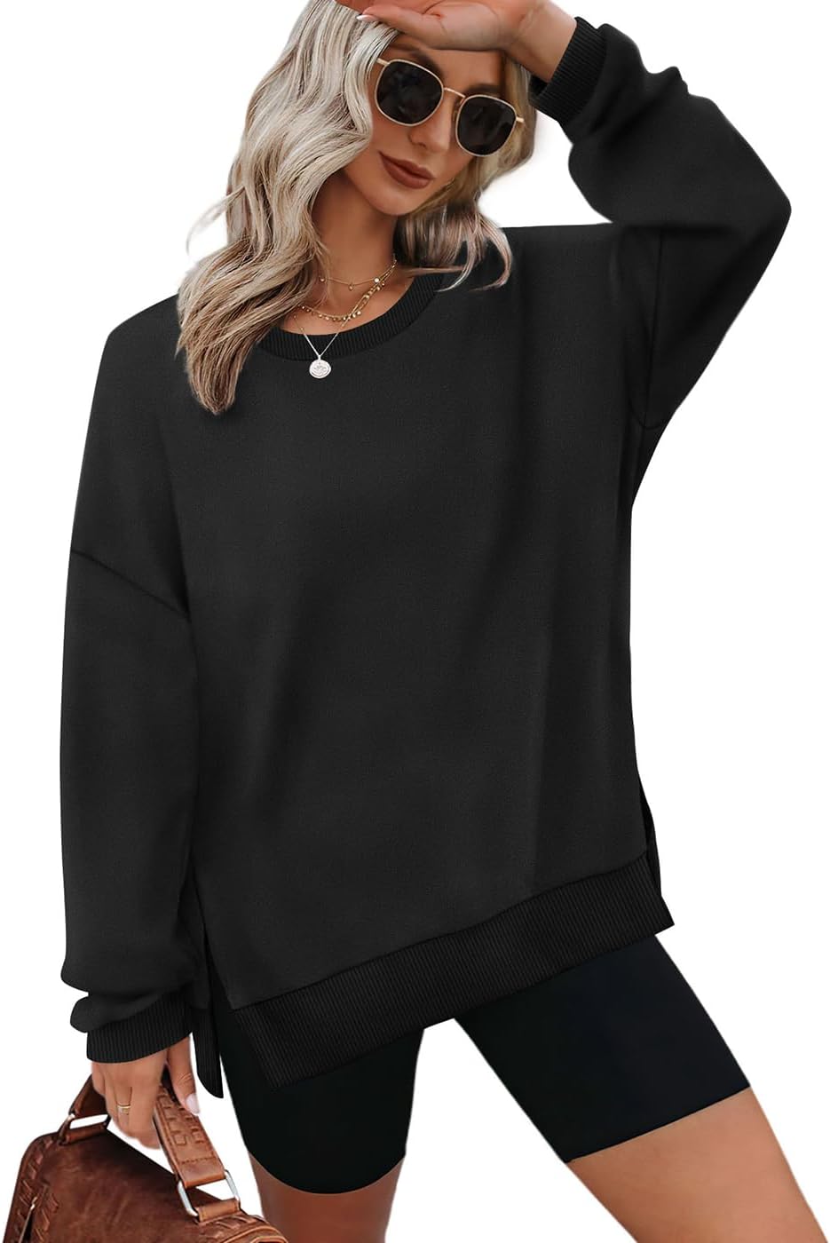 XIEERDUO Womens Oversized Sweatshirts Pullover Casual Crewneck Long Sleeve Tops Comfy