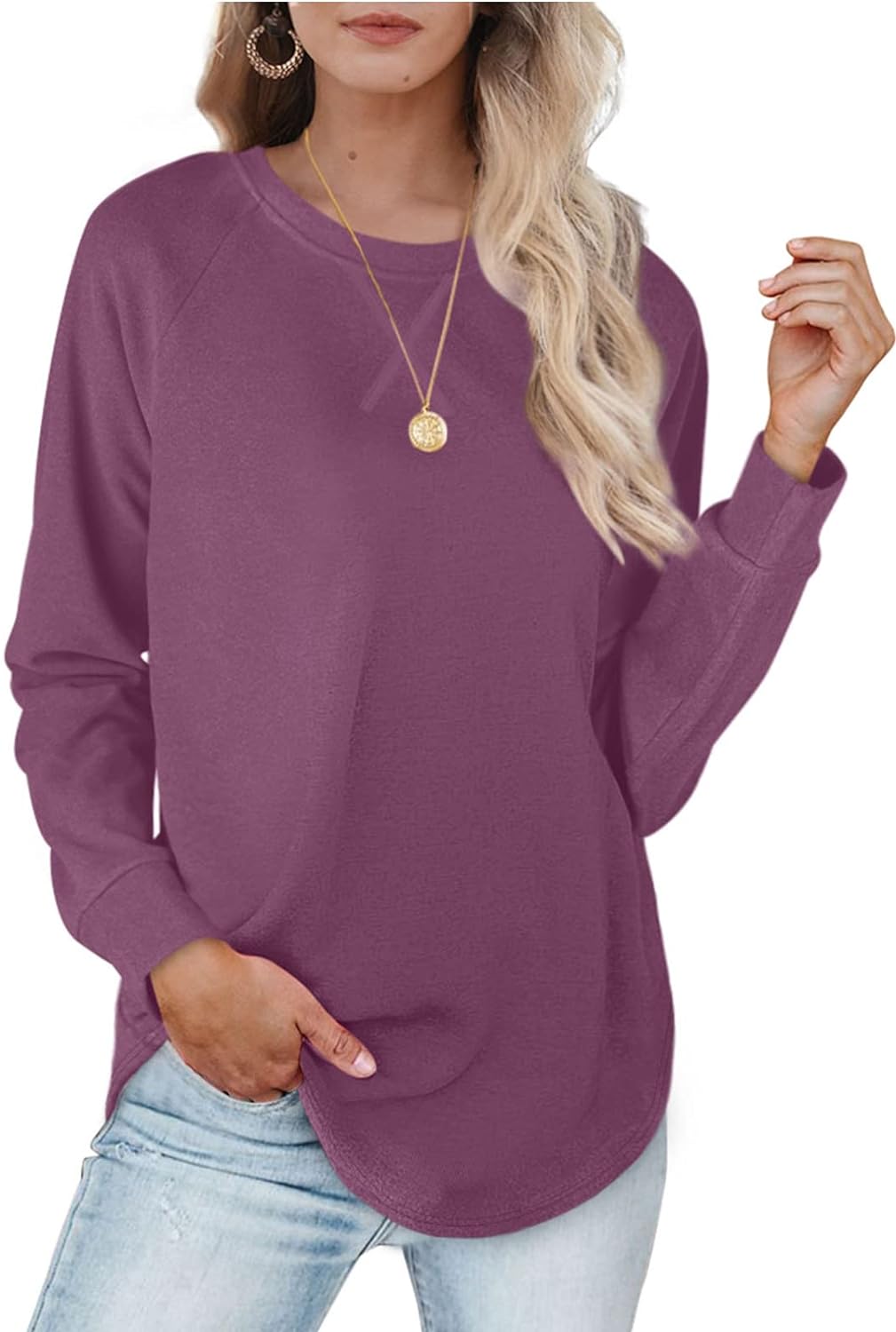 XIEERDUO Womens Sweatshirts Crewneck Loose Fitting Tops For Women Long Sleeve Shirts Pullover