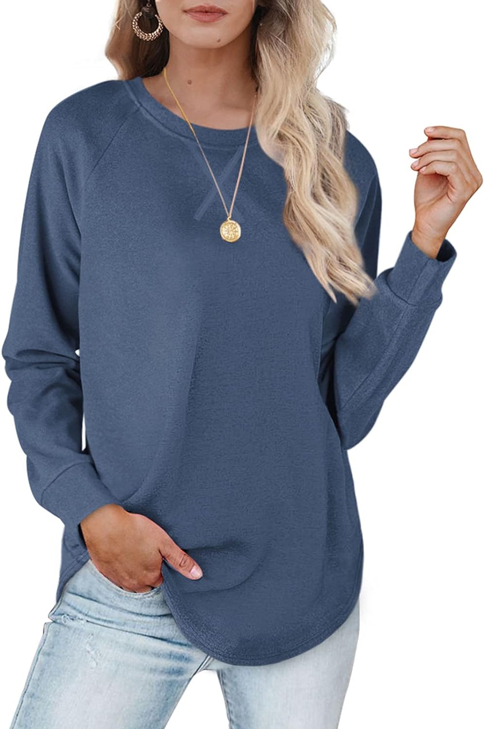 XIEERDUO Womens Sweatshirts Crewneck Loose Fitting Tops For Women Long Sleeve Shirts Pullover