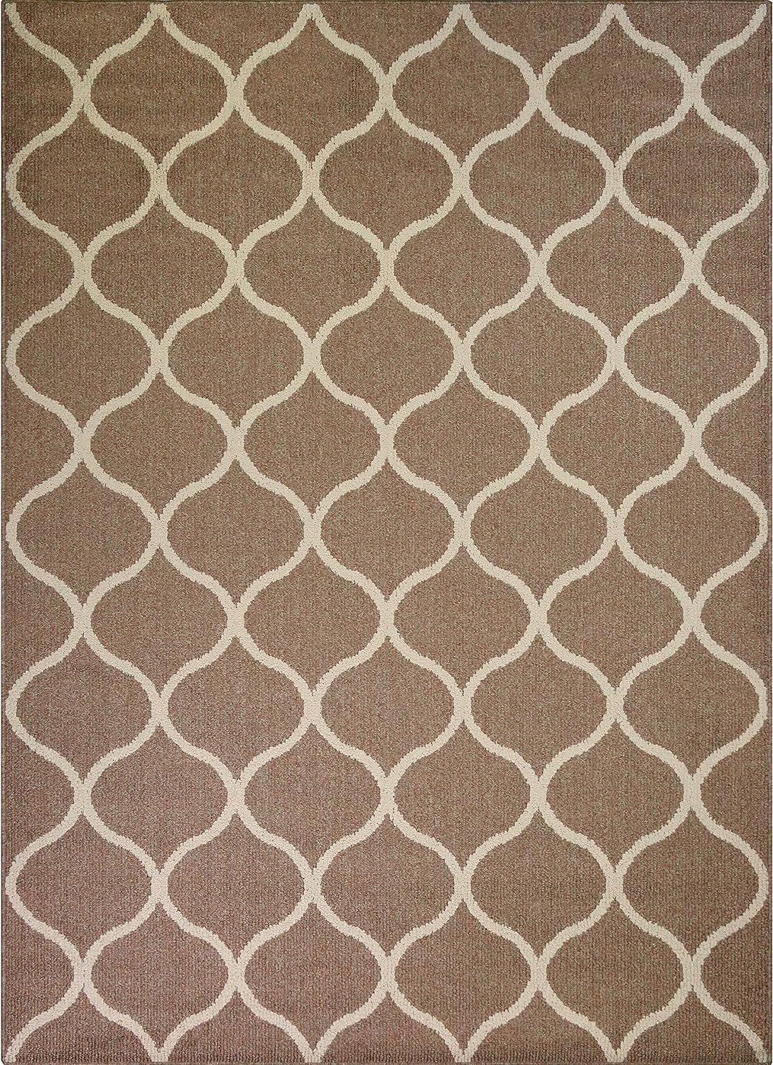 Maples Rugs Rebecca Contemporary Area Rugs for Living Room & Bedroom [Made in USA], 5 x 7, Caf Brown/White