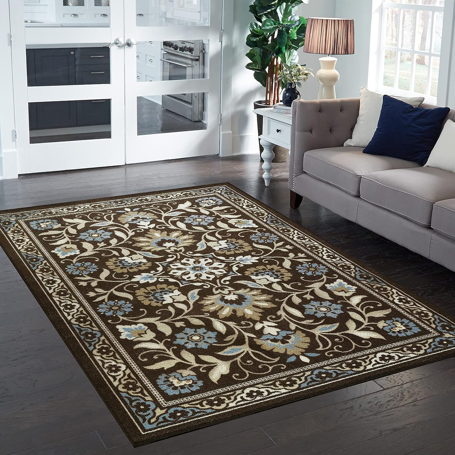 Maples Rugs Florence Area Rugs for Living Room & Bedroom [Made in USA], 5 x 7, Coffee Brown